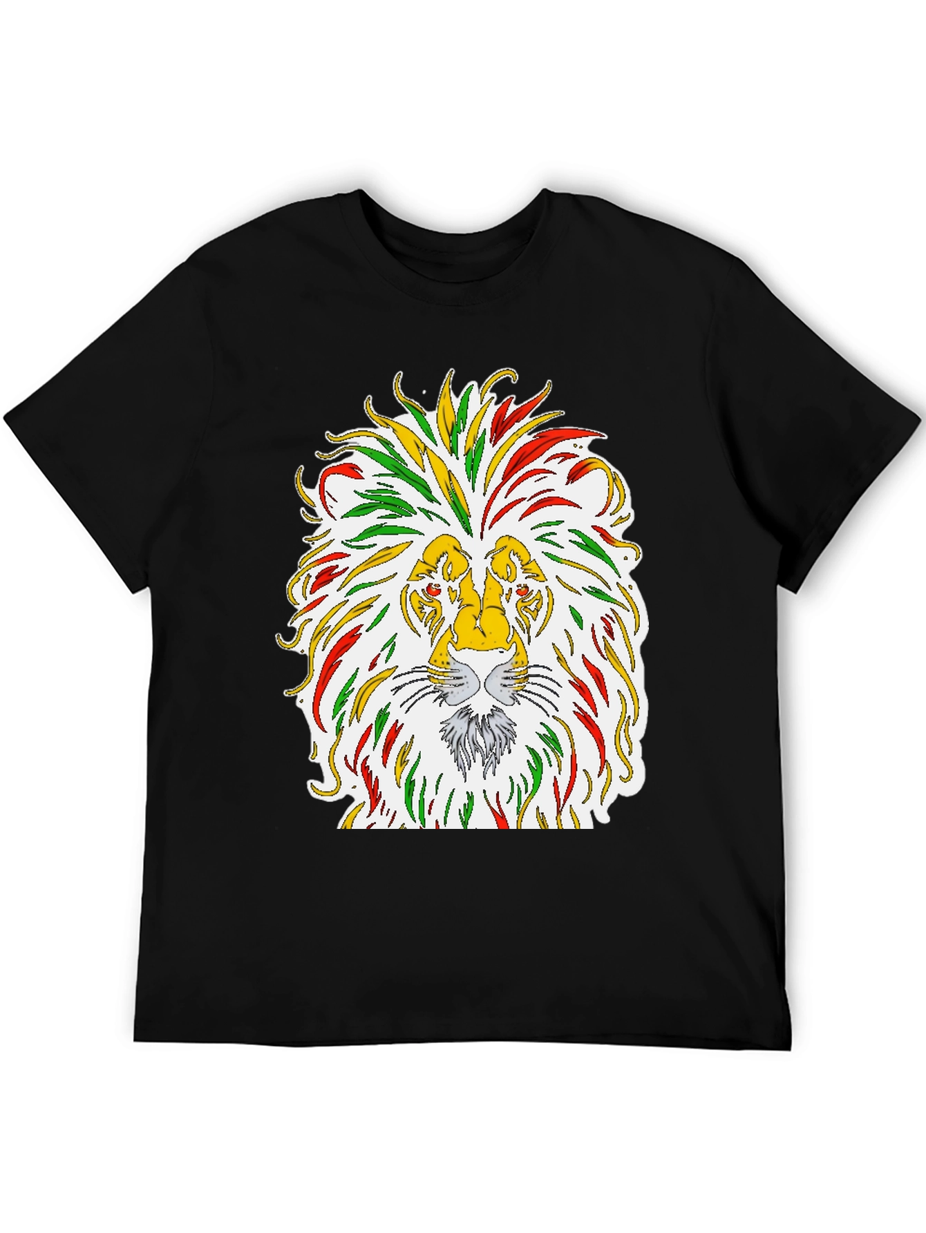 Lion Rastafarian Reggae Graphic Black T-Shirt