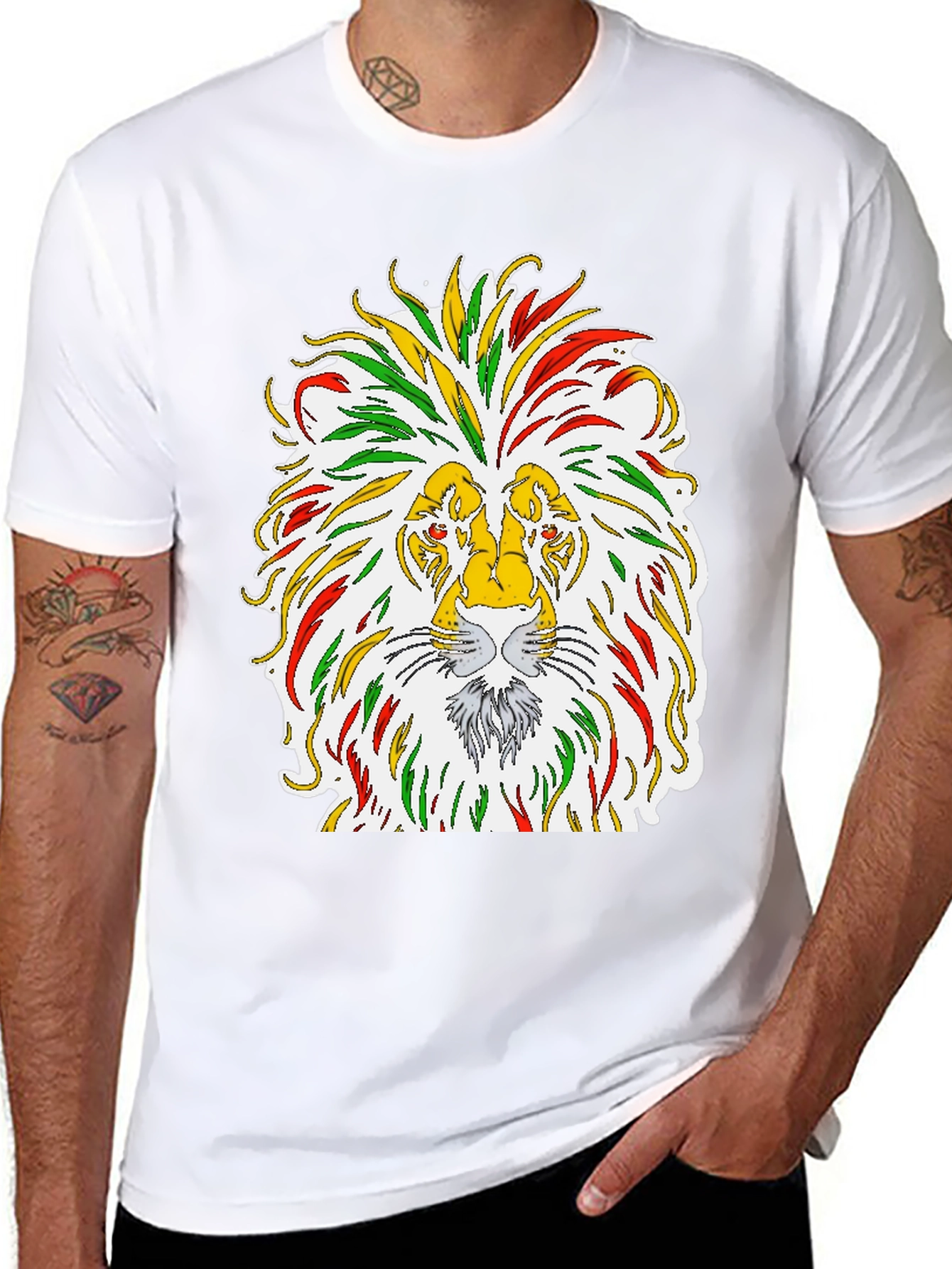 Lion Rastafarian Reggae Graphic Black T-Shirt