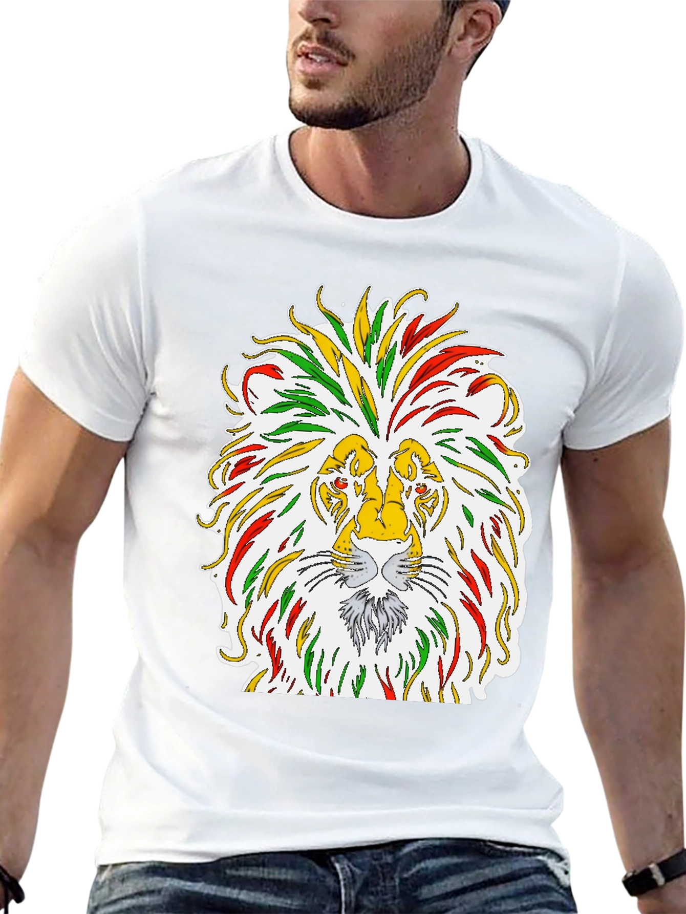 Lion Rastafarian Reggae Graphic Black T-Shirt