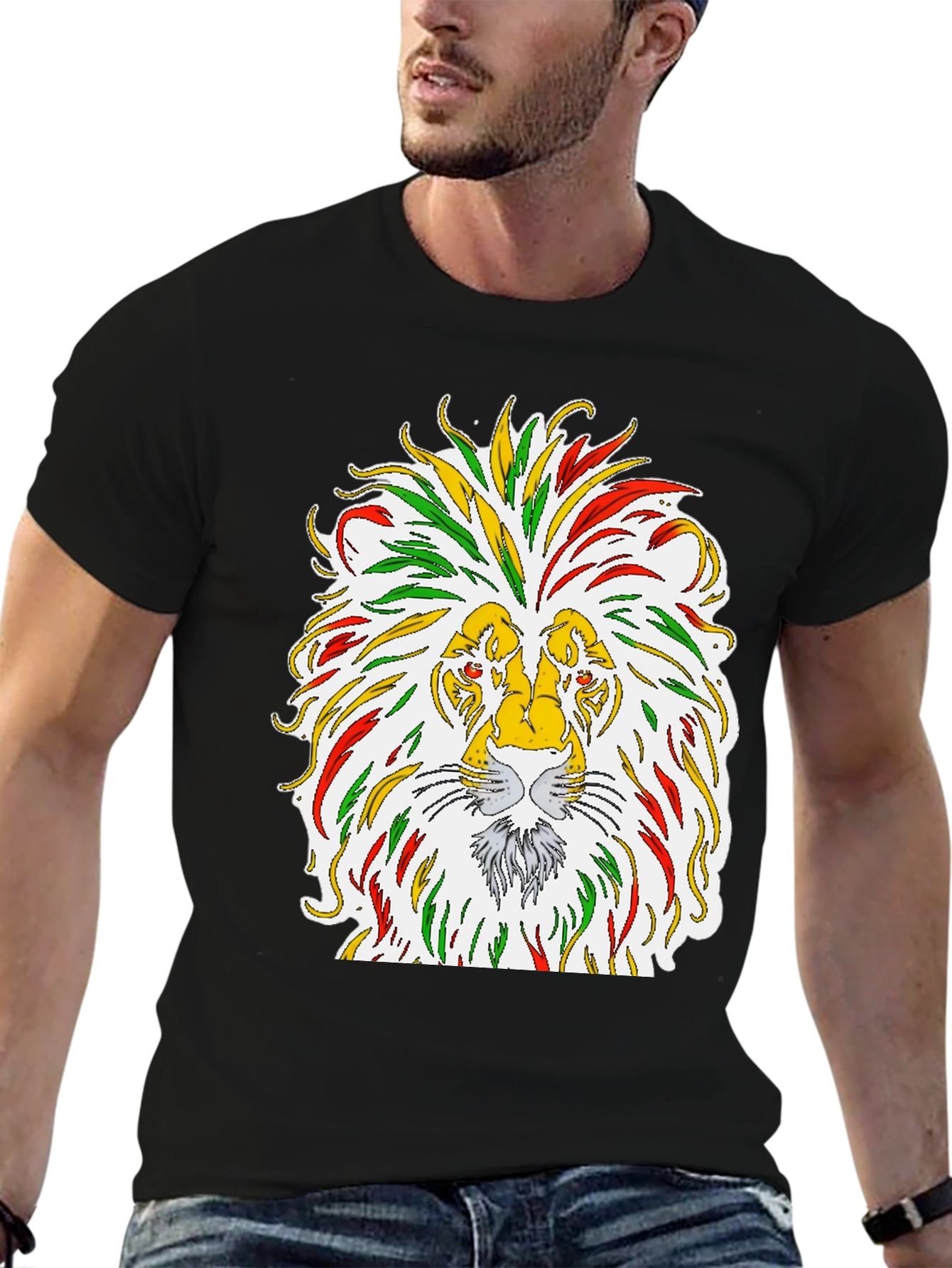 Lion Rastafarian Reggae Graphic Black T-Shirt