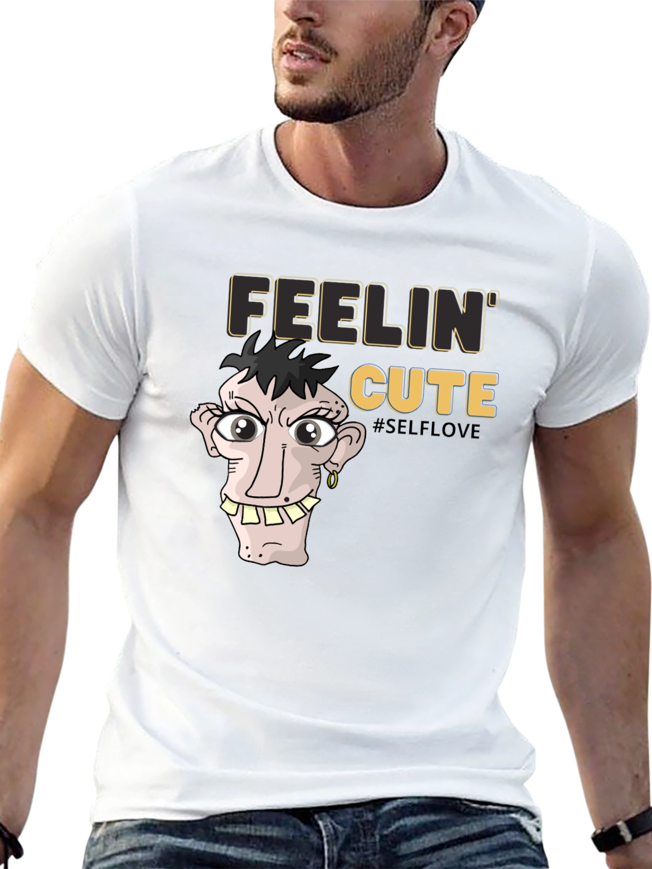 Feelin Cute Graphic Tee - Unisex Black T-Shirt