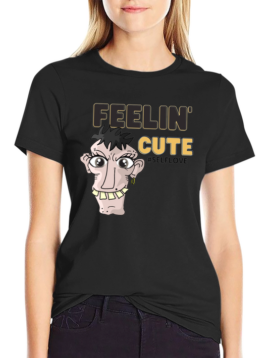 Feelin Cute Graphic Tee - Unisex Black T-Shirt