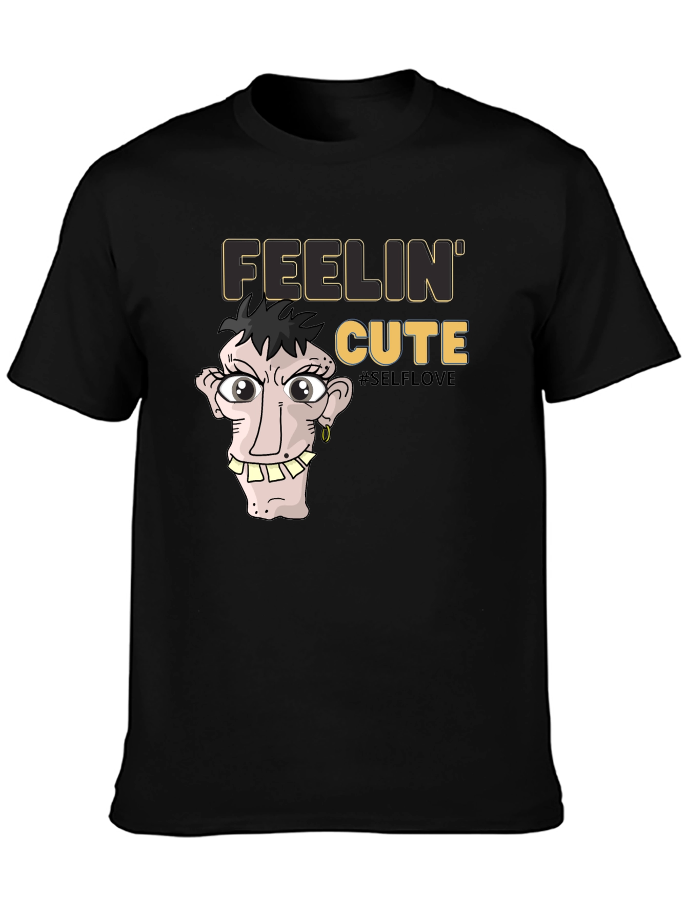 Feelin Cute Graphic Tee - Unisex Black T-Shirt