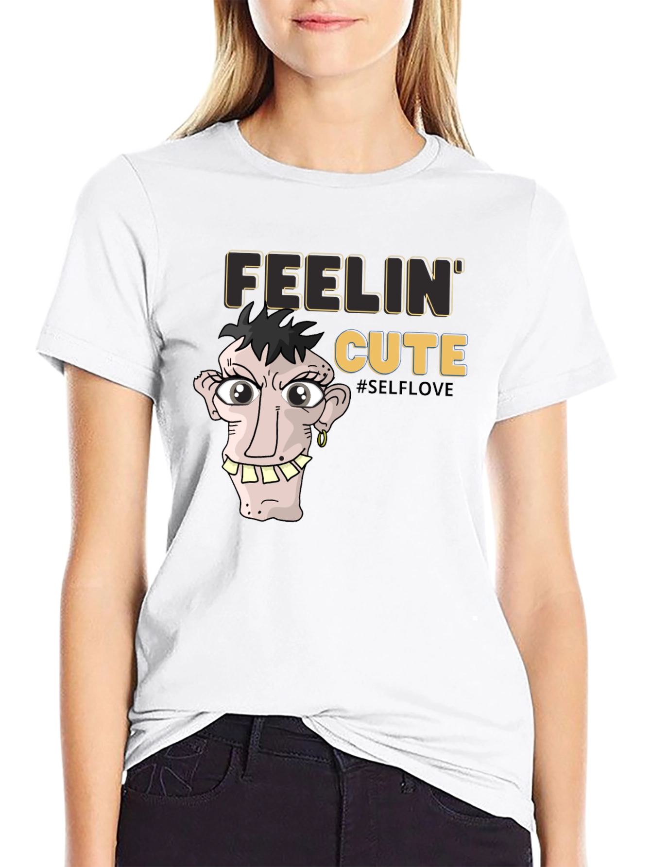 Feelin Cute Graphic Tee - Unisex Black T-Shirt