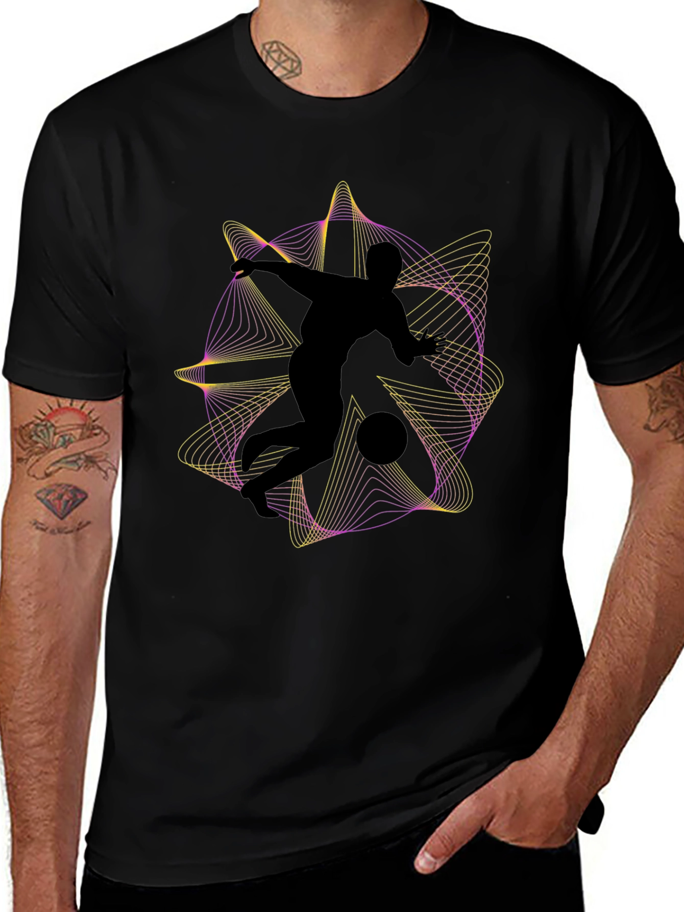 Abstract Soccer Black T-Shirt