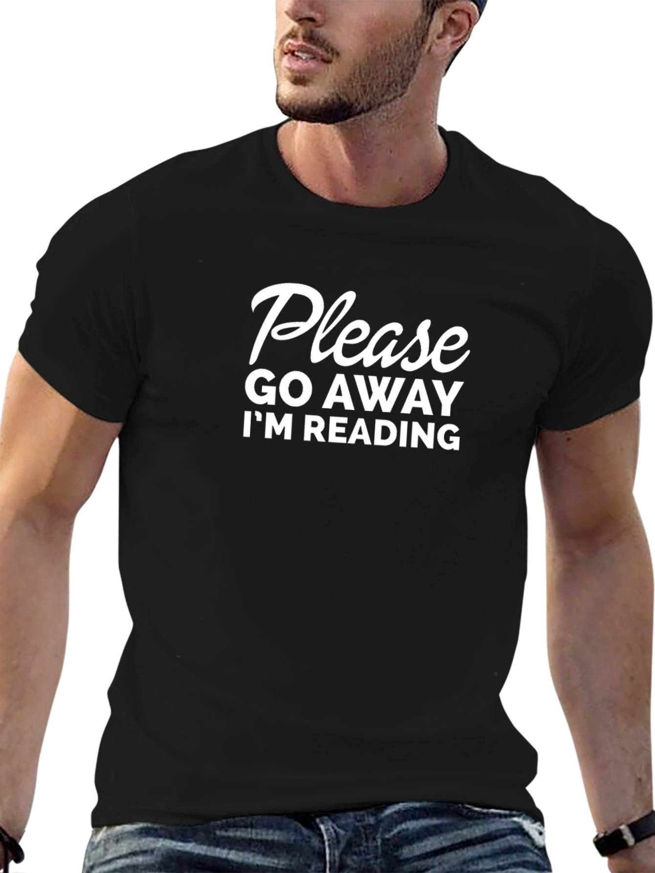 Please Go Away Im Reading - Novelty Tee