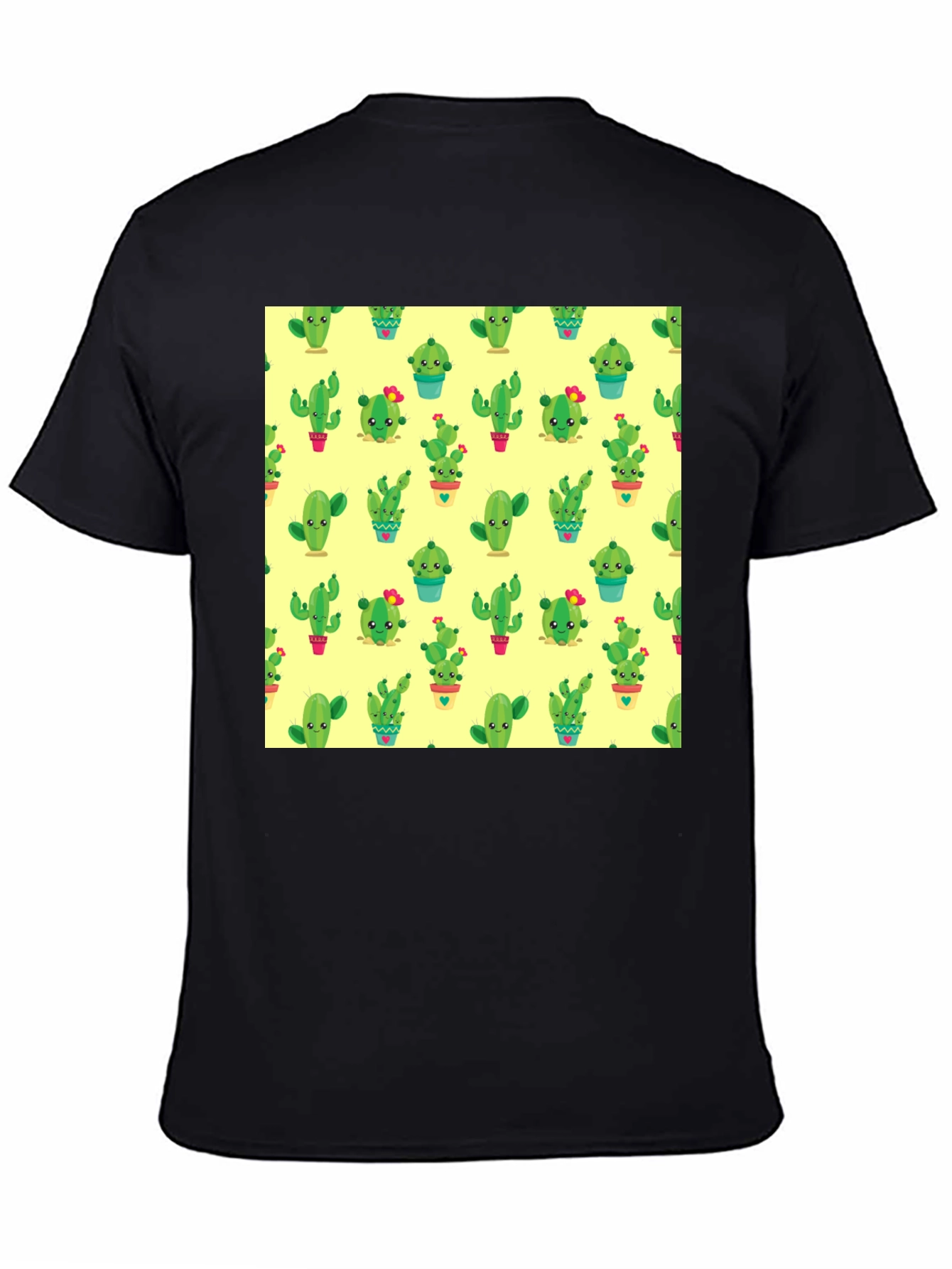 Cactus Print Black T-Shirt - Trendy & Fun