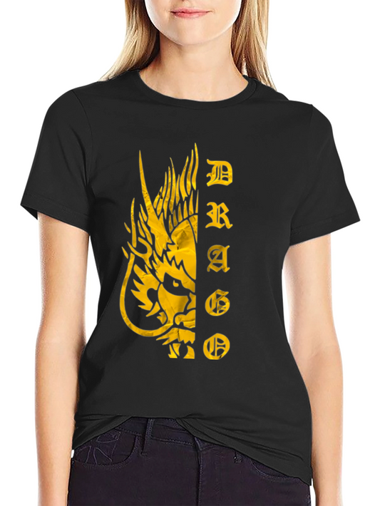 Dragon Graphic Print T-Shirt - Black Tee