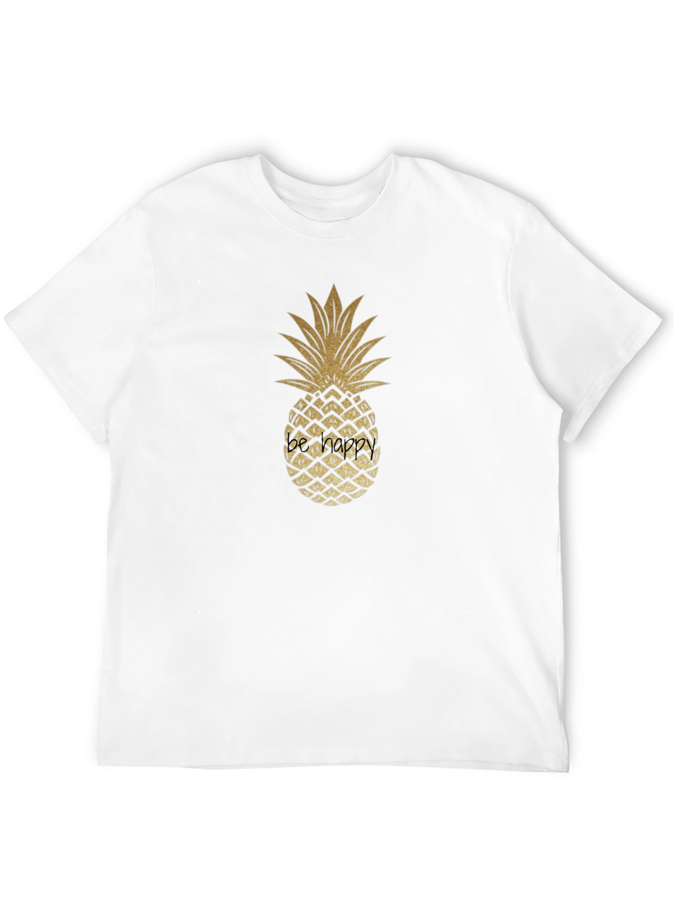 Golden Pineapple Graphic Tee - Black Casual T-Shirt