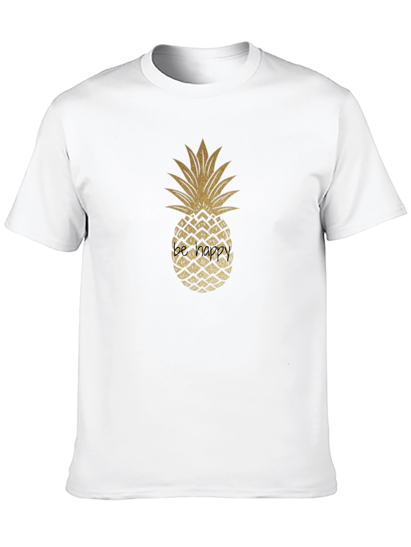 Golden Pineapple Graphic Tee - Black Casual T-Shirt