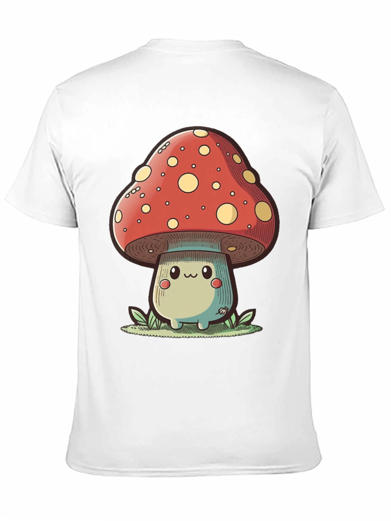 Cute Mushroom Graphic Tee - Black Cotton T-Shirt