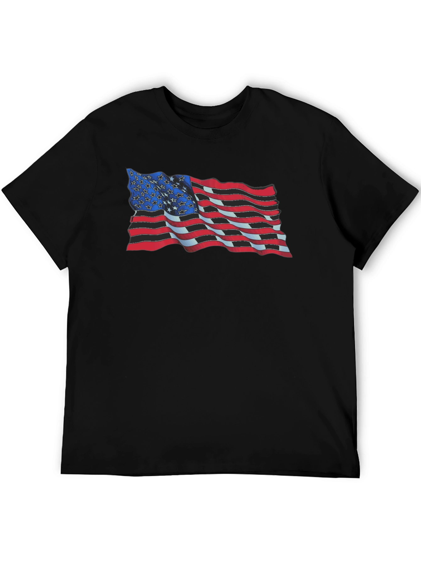 USA Flag Graphic T-Shirt - Patriotic Black Tee