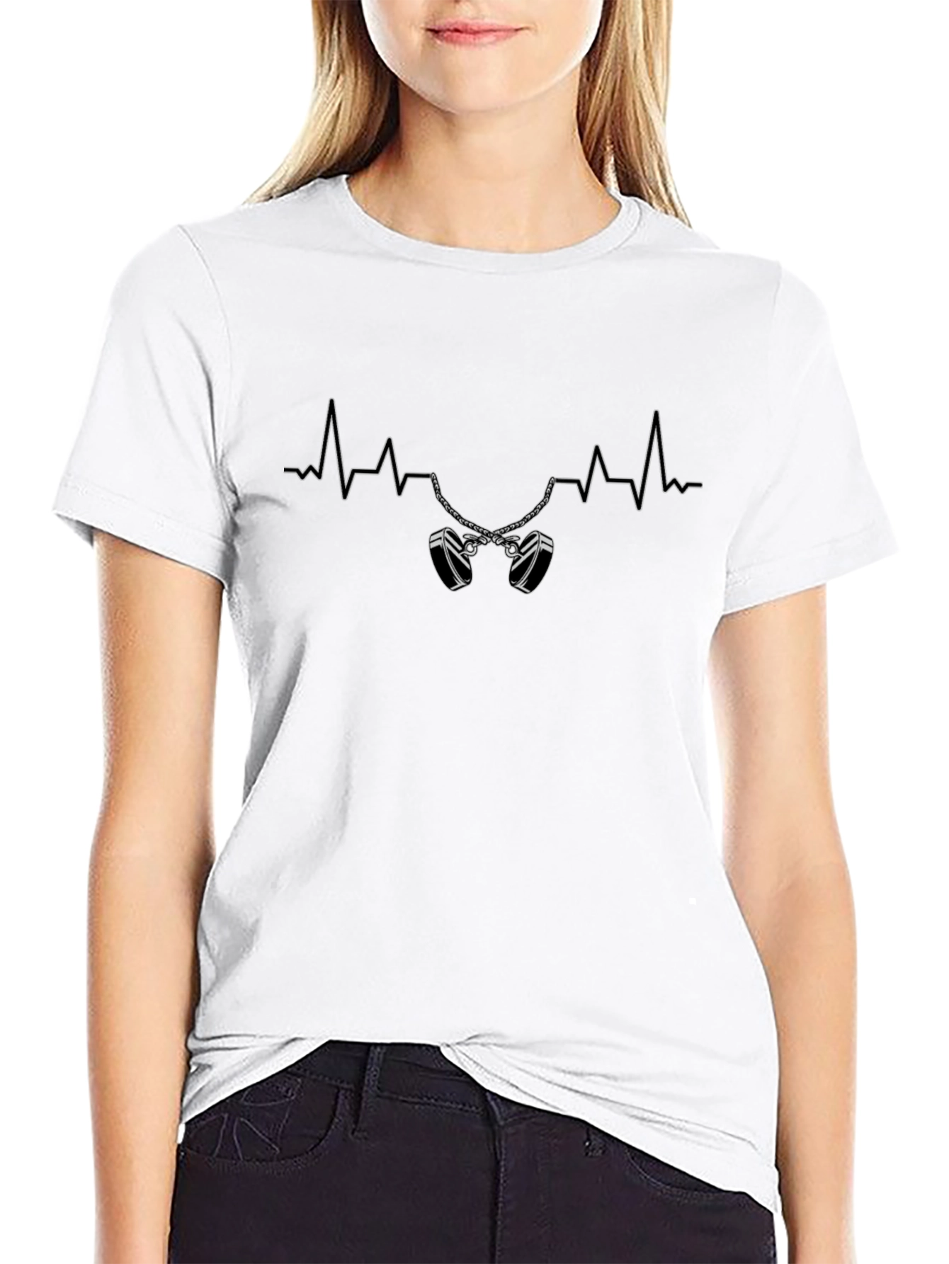 Heartbeat Handcuffs Graphic Tee - Black Cotton Shirt