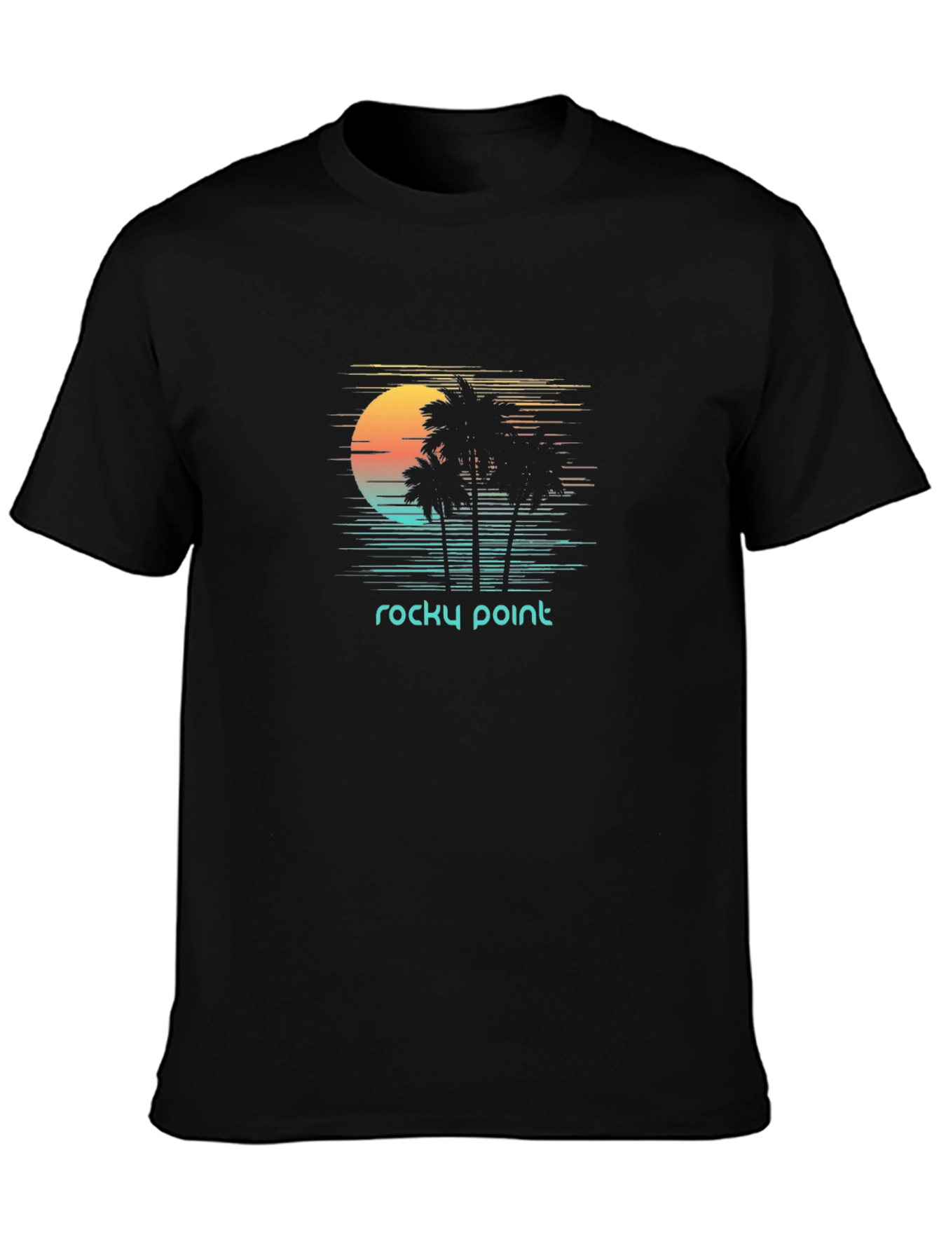 Rocky Point Retro T-Shirt - Palm Trees Sunset Design