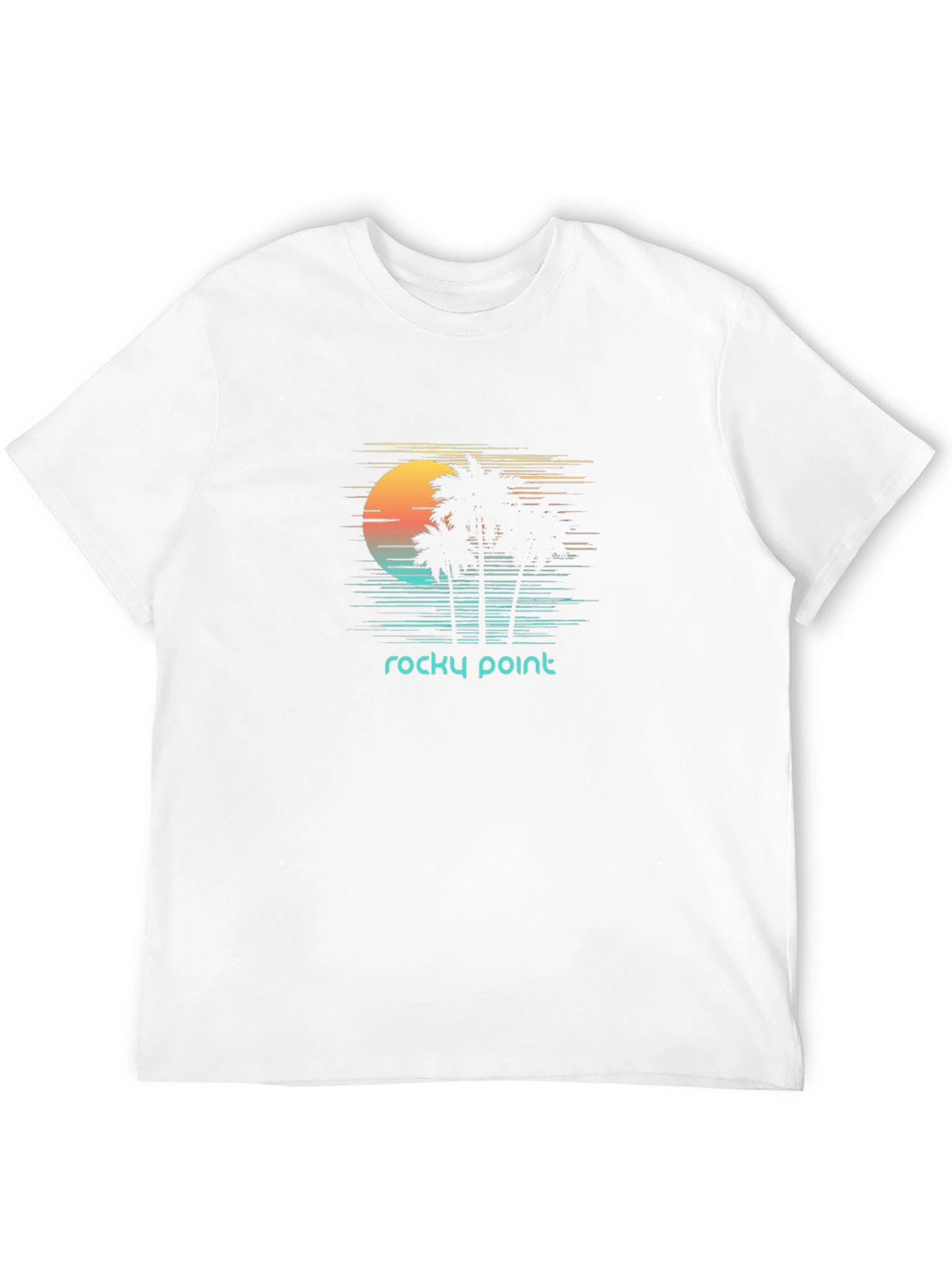 Rocky Point Retro T-Shirt - Palm Trees Sunset Design