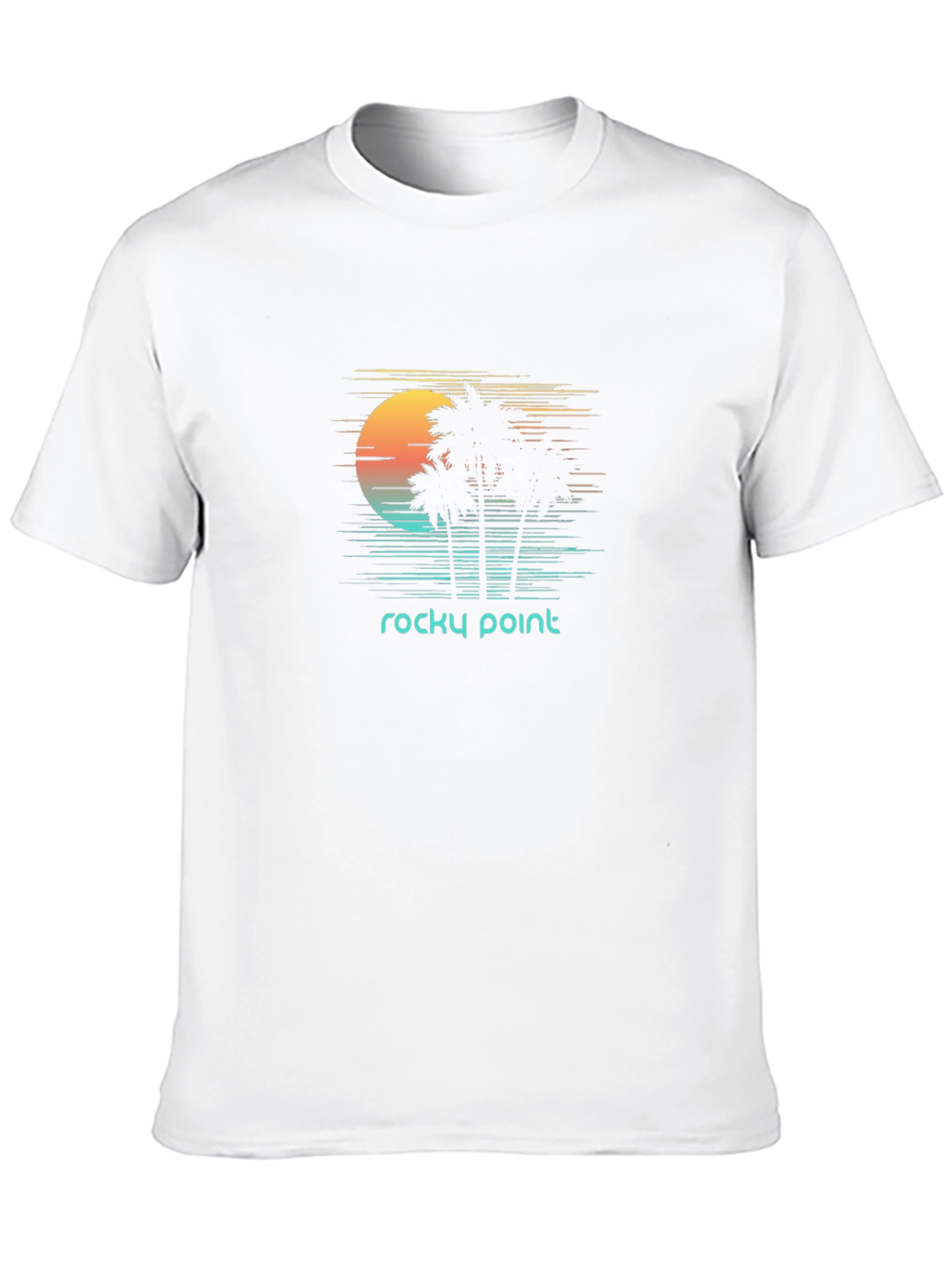 Rocky Point Retro T-Shirt - Palm Trees Sunset Design