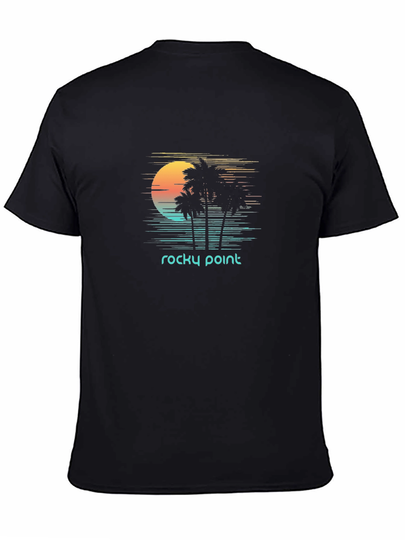 Rocky Point Retro T-Shirt - Palm Trees Sunset Design