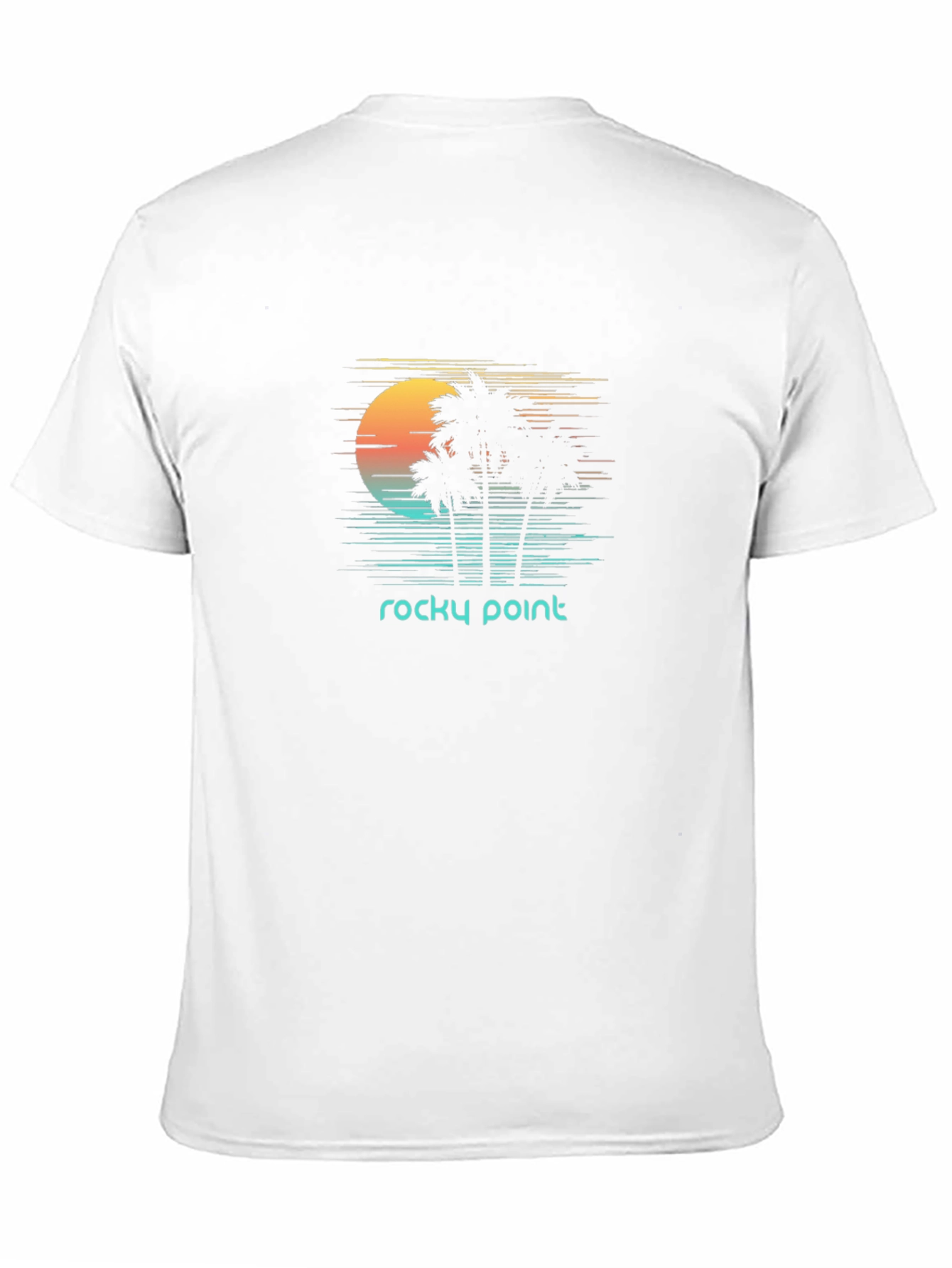 Rocky Point Retro T-Shirt - Palm Trees Sunset Design