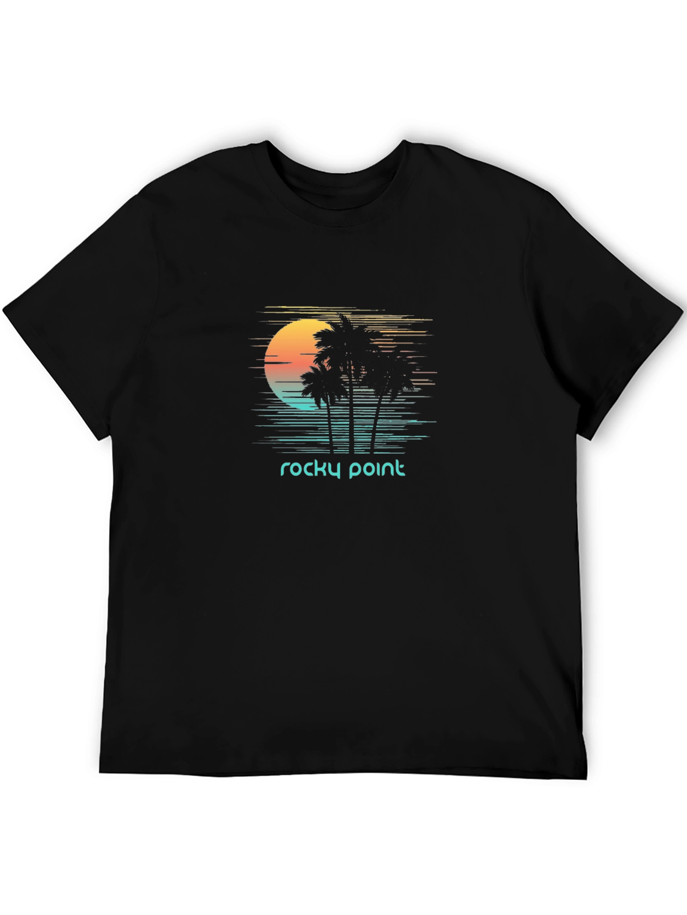 Rocky Point Retro T-Shirt - Palm Trees Sunset Design