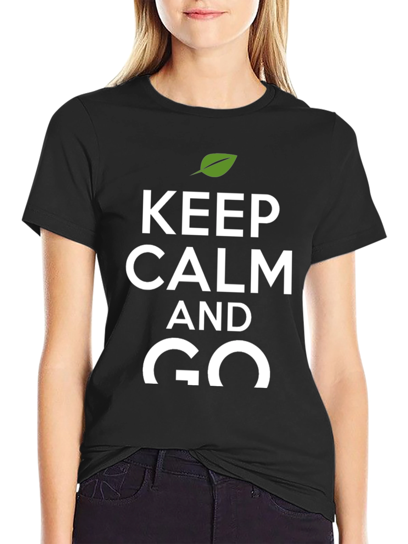 Keep Calm and Go T-Shirt - Black Crew Neck