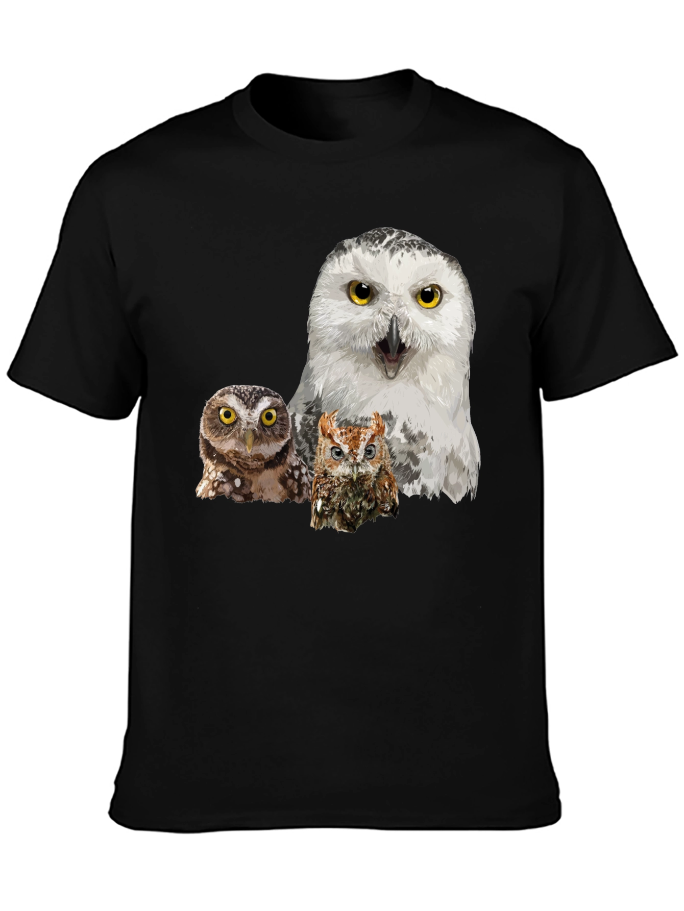 Owl T-Shirt Black Cotton Tee