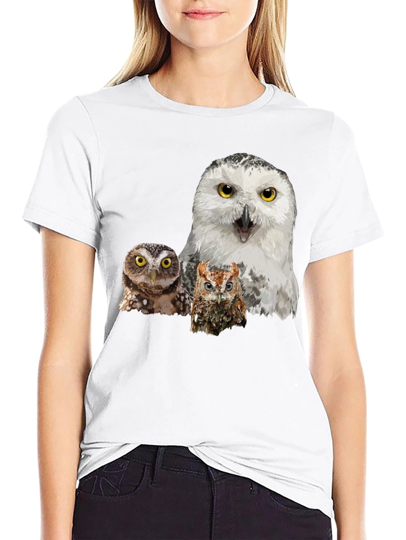 Owl T-Shirt Black Cotton Tee