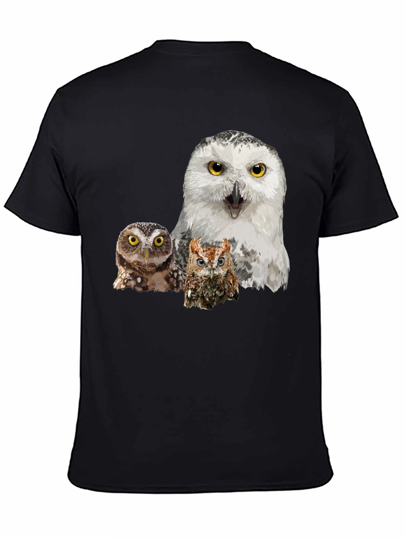 Owl T-Shirt Black Cotton Tee