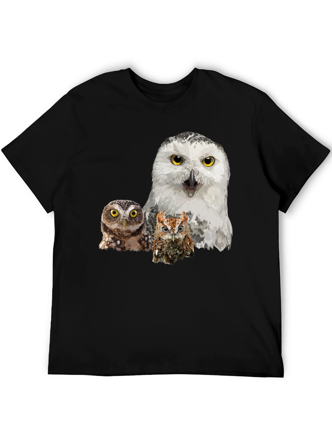 Owl T-Shirt Black Cotton Tee