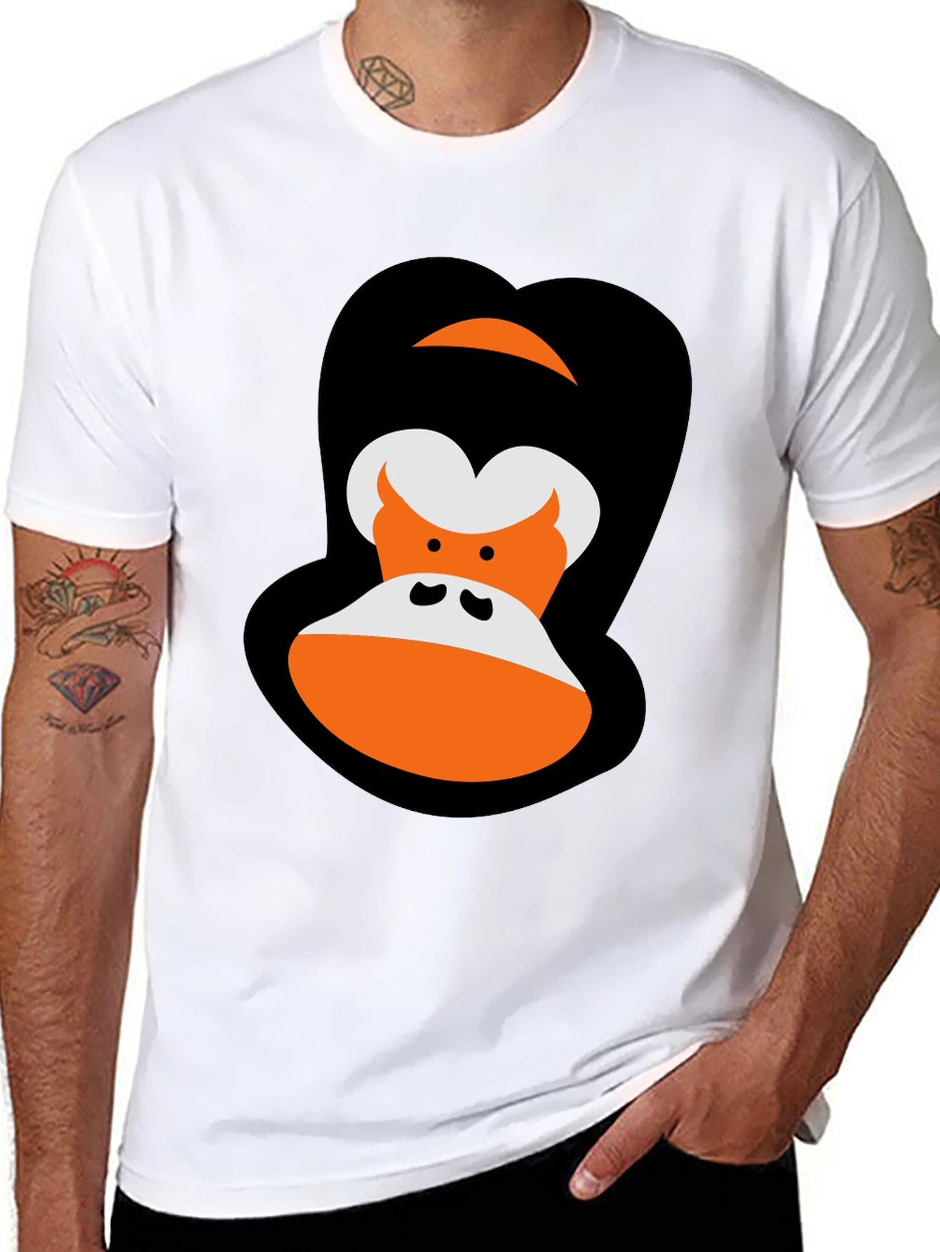 Cartoon Gorilla Graphic Tee - Black