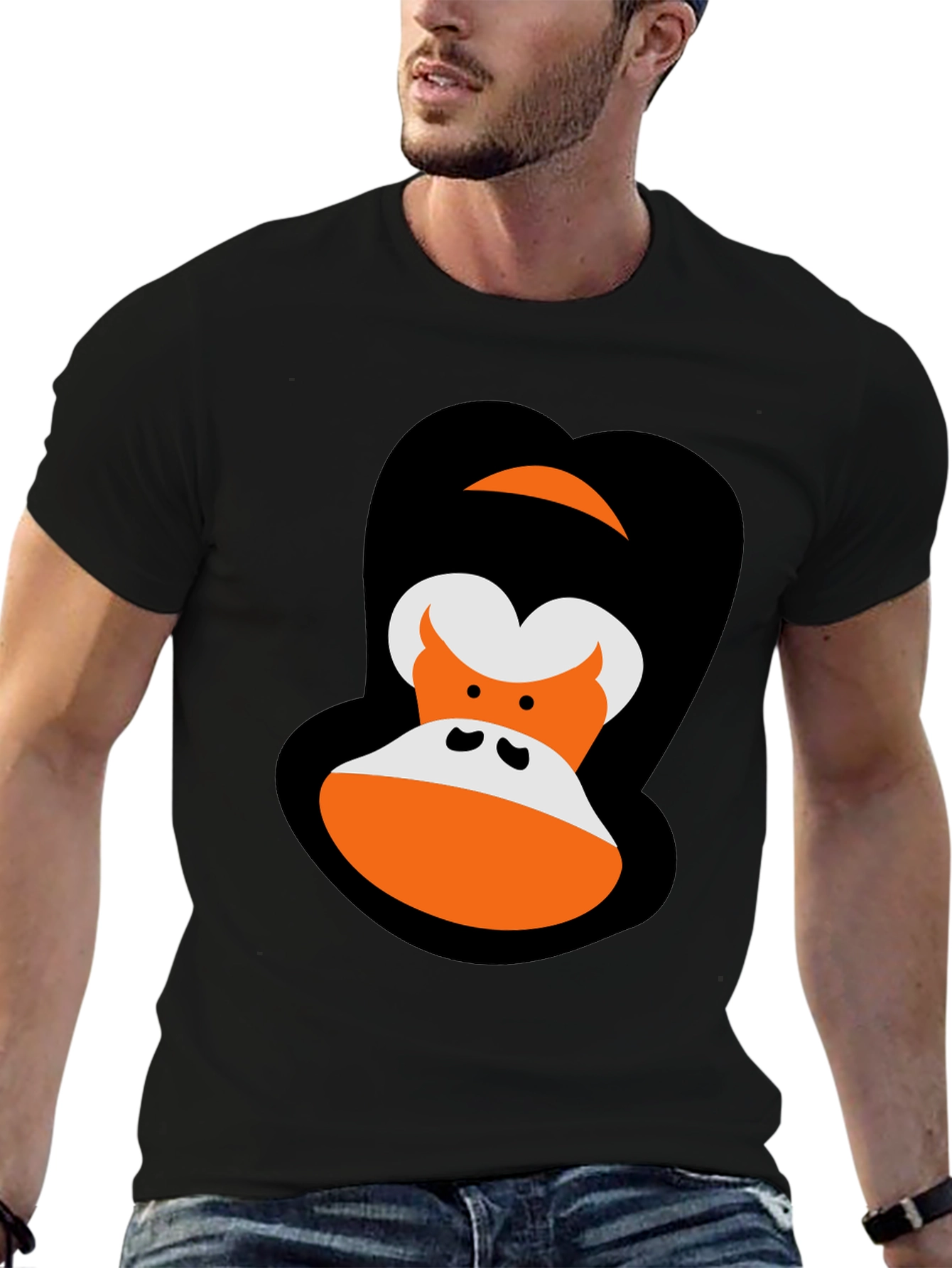 Cartoon Gorilla Graphic Tee - Black