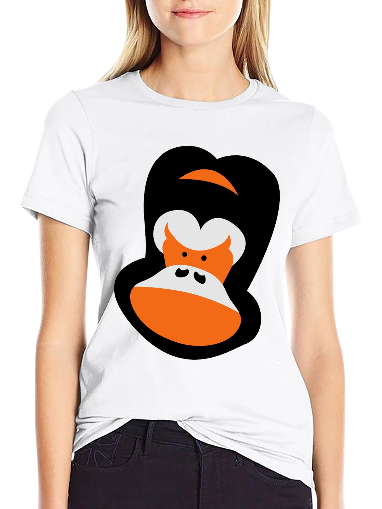 Cartoon Gorilla Graphic Tee - Black