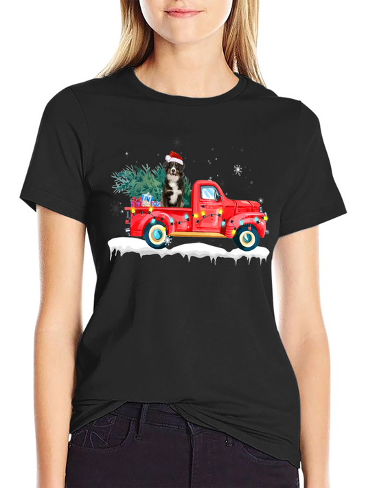 Christmas Dog in Truck Graphic Tee