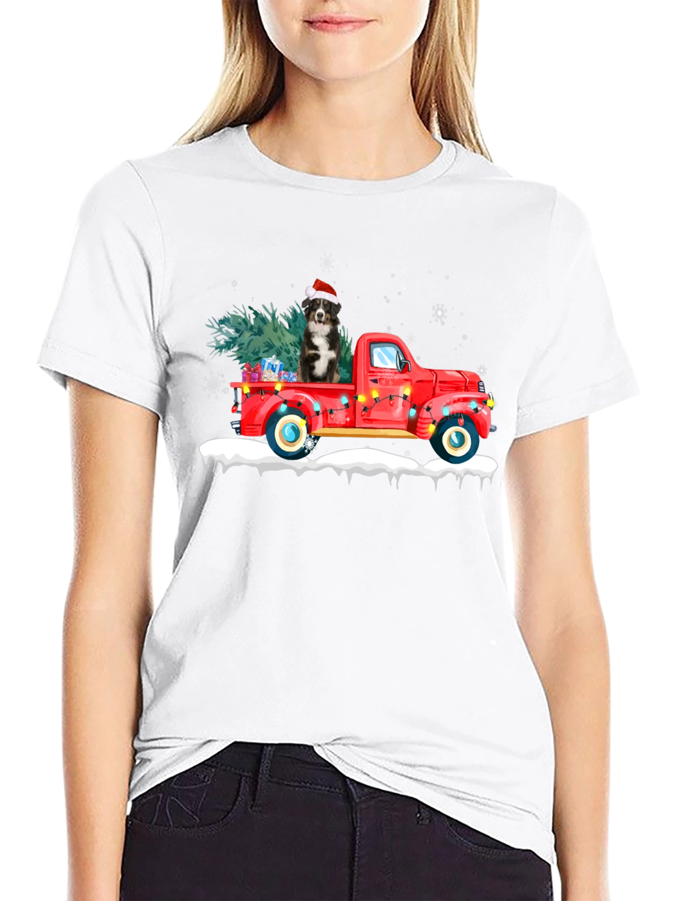 Christmas Dog in Truck Graphic Tee