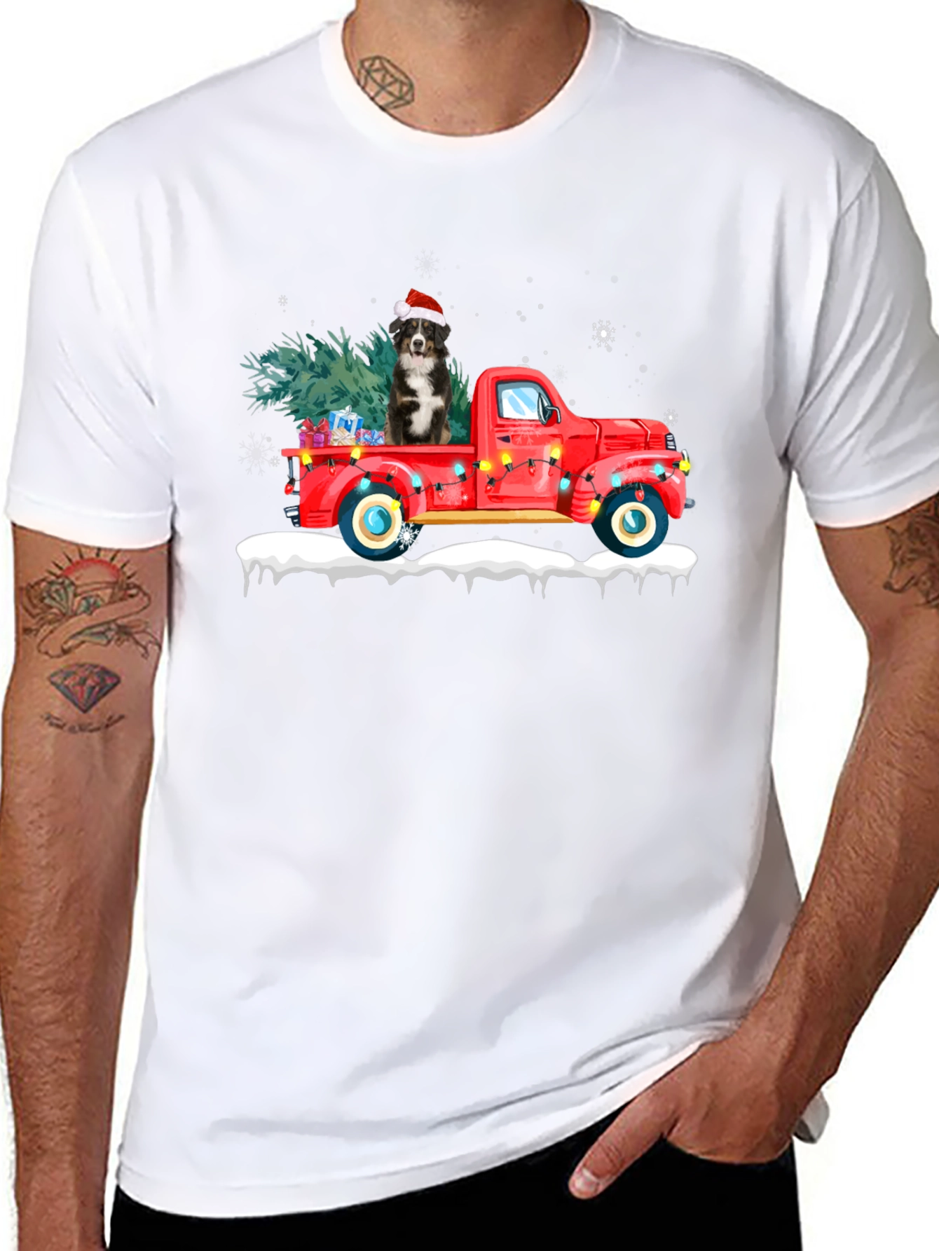 Christmas Dog in Truck Graphic Tee