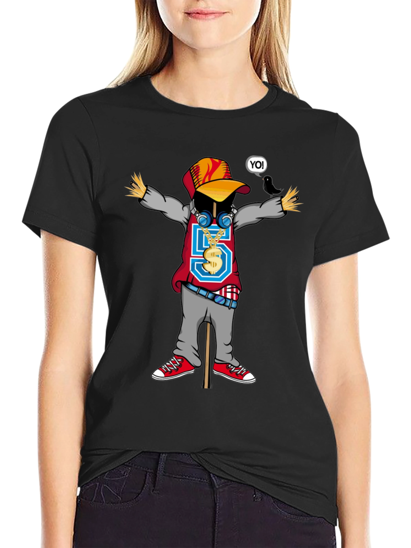 Cool Cartoon Scarecrow Graphic T-Shirt