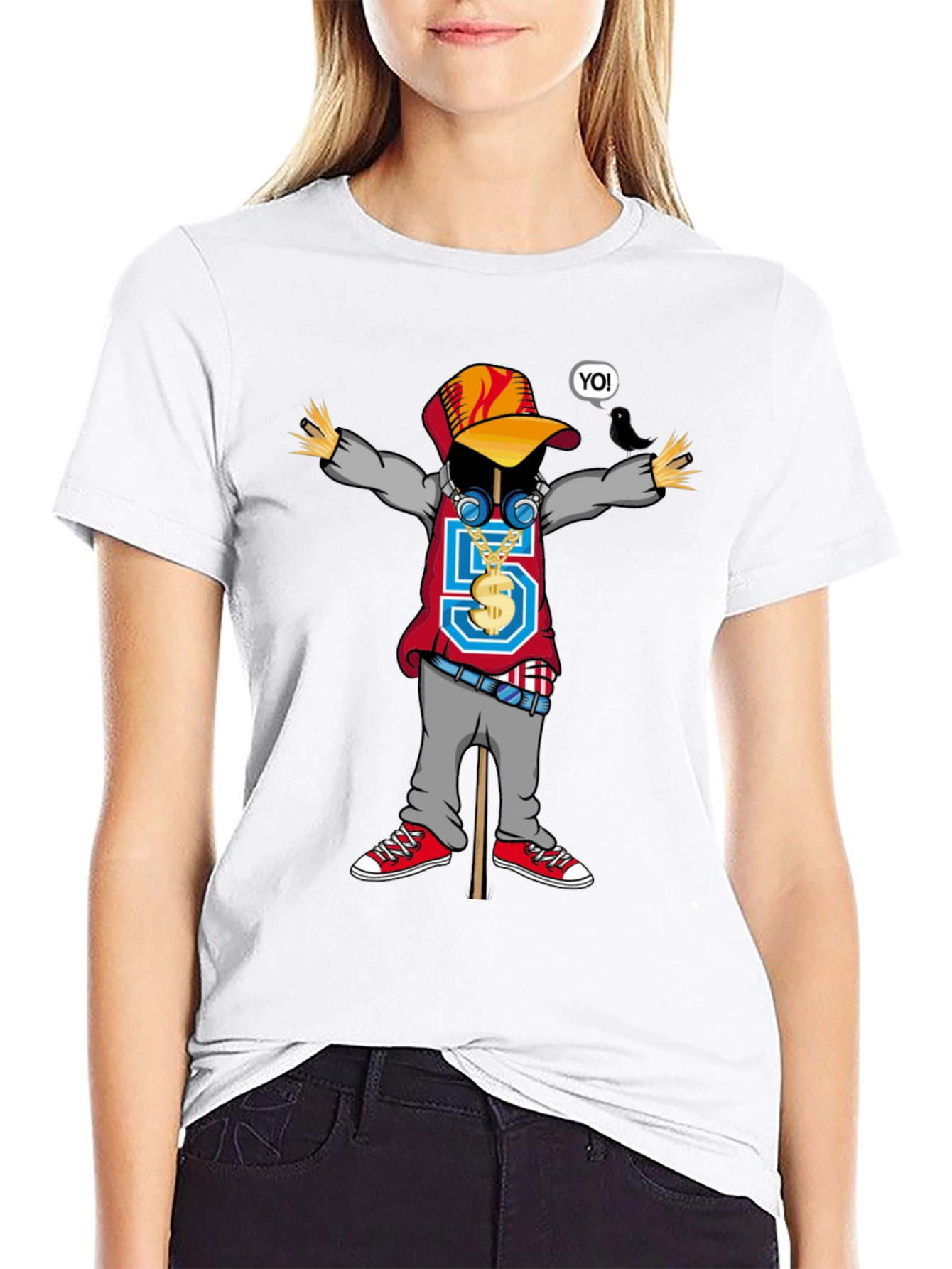 Cool Cartoon Scarecrow Graphic T-Shirt