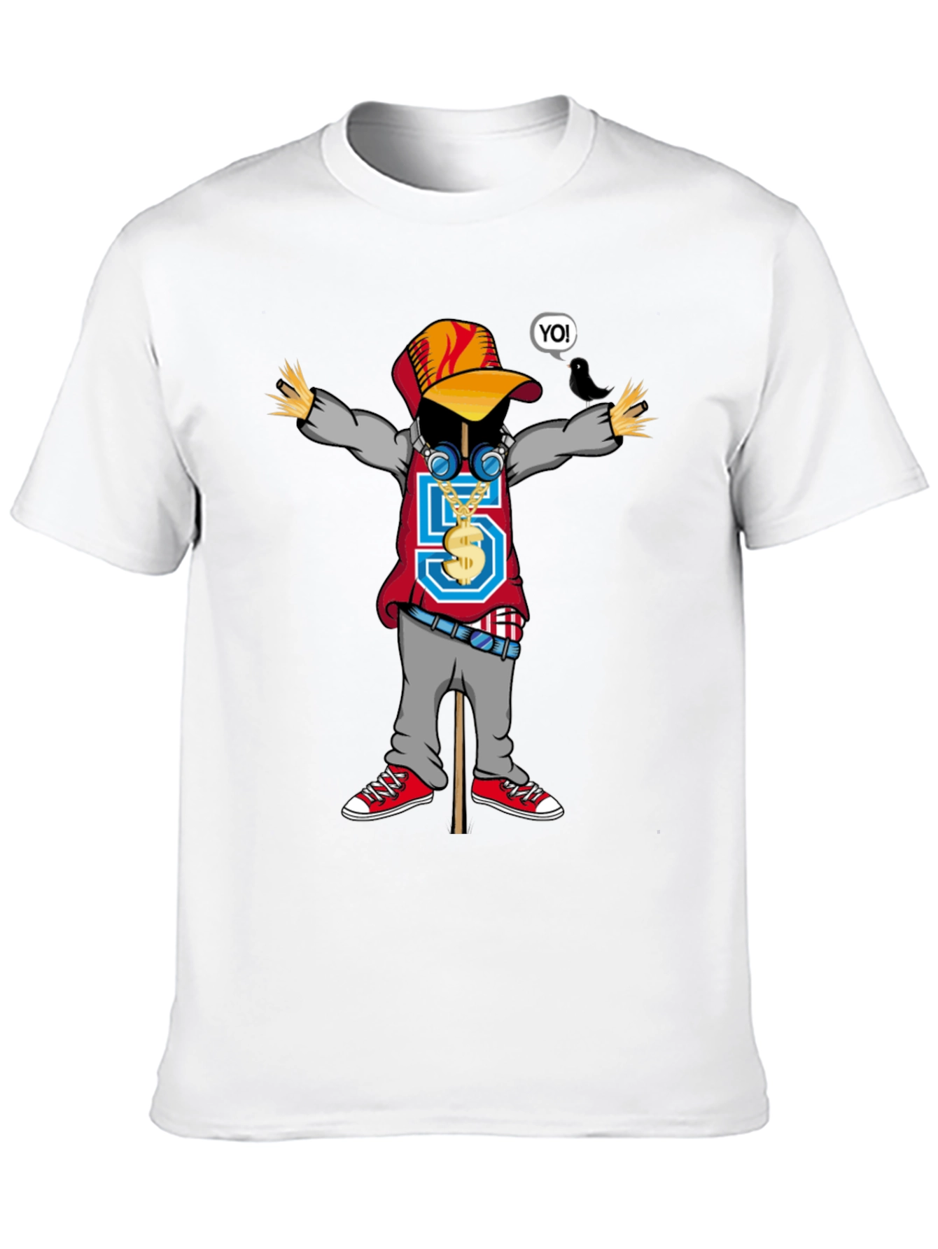 Cool Cartoon Scarecrow Graphic T-Shirt
