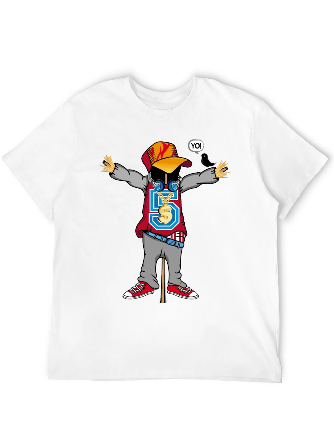 Cool Cartoon Scarecrow Graphic T-Shirt
