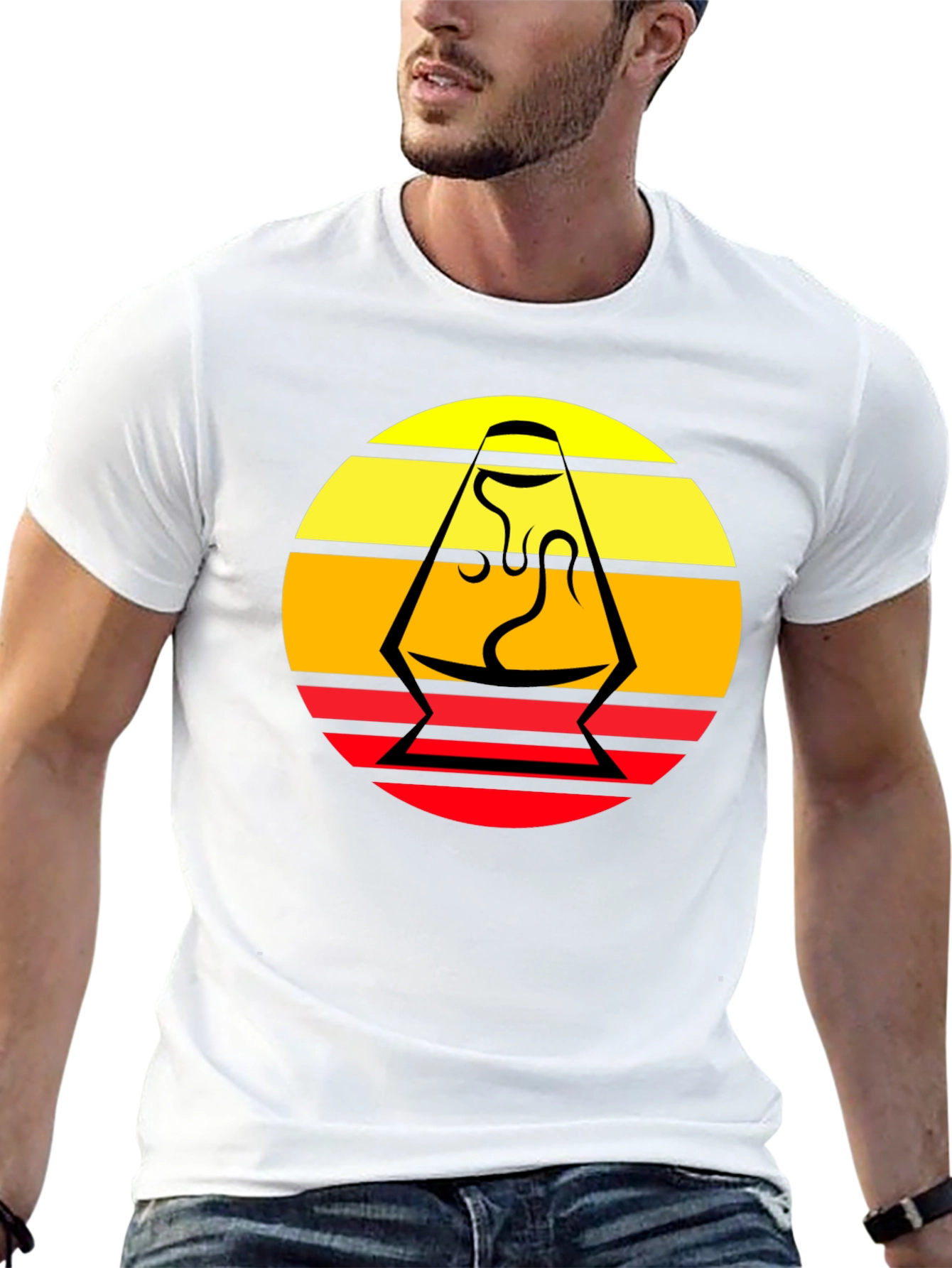Retro Lava Lamp Graphic Tee - Black Cotton T-Shirt