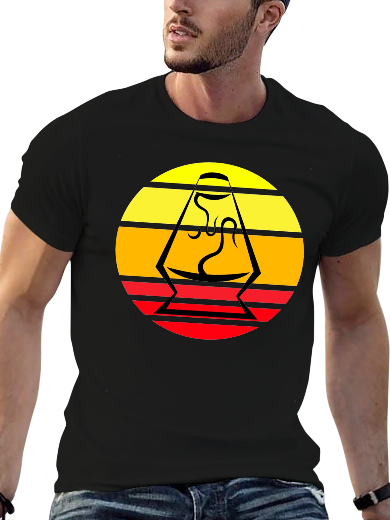 Retro Lava Lamp Graphic Tee - Black Cotton T-Shirt