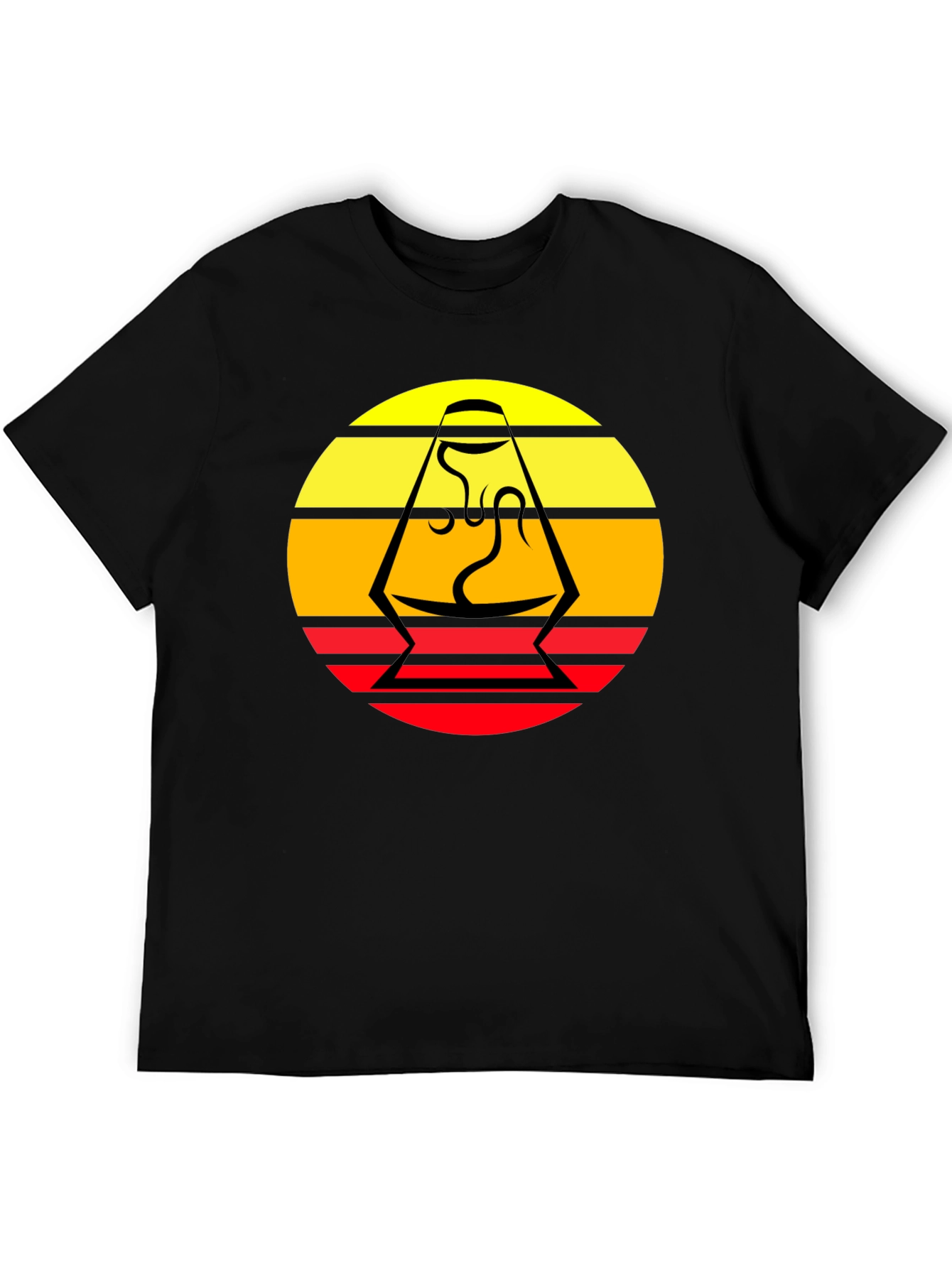 Retro Lava Lamp Graphic Tee - Black Cotton T-Shirt
