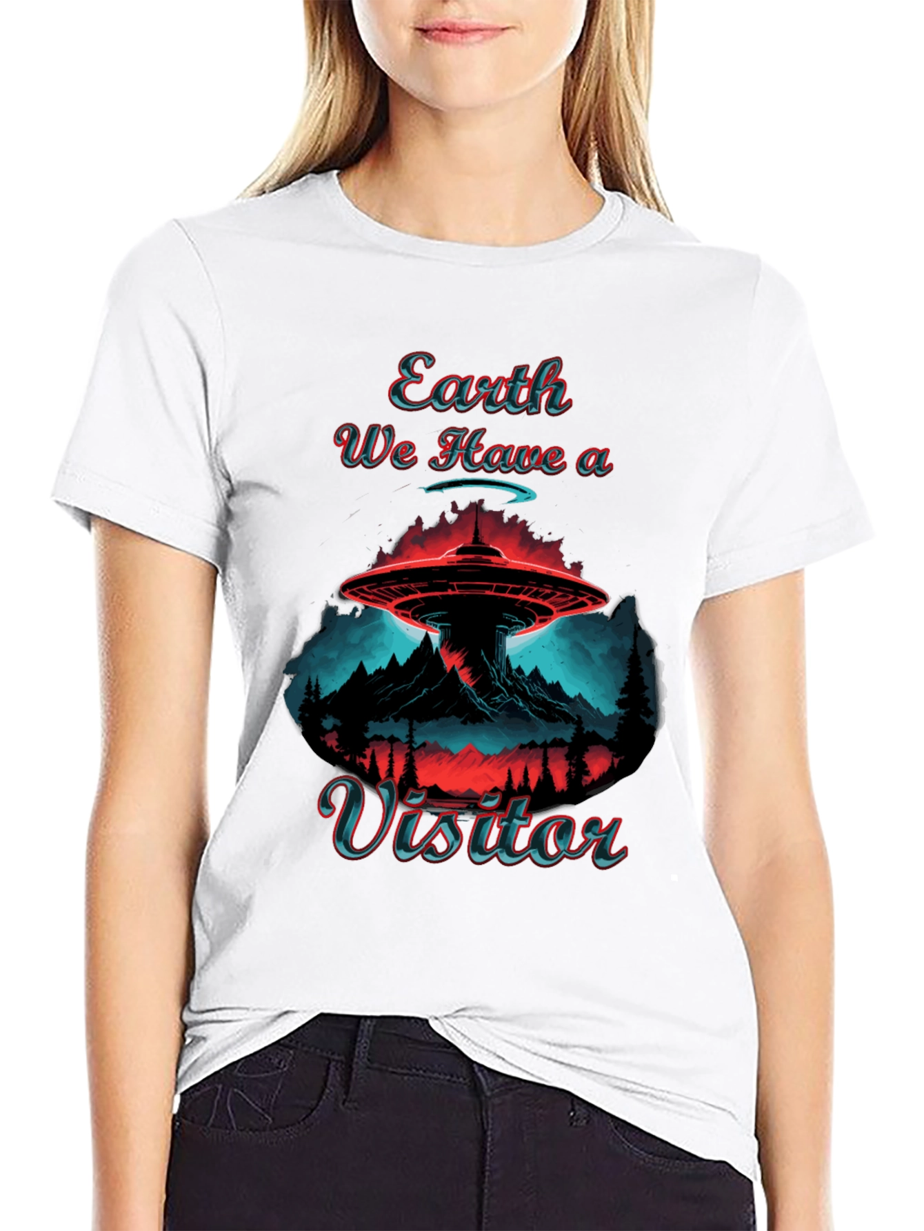 Earth Visitor Graphic Tee - UFO Abduction Design