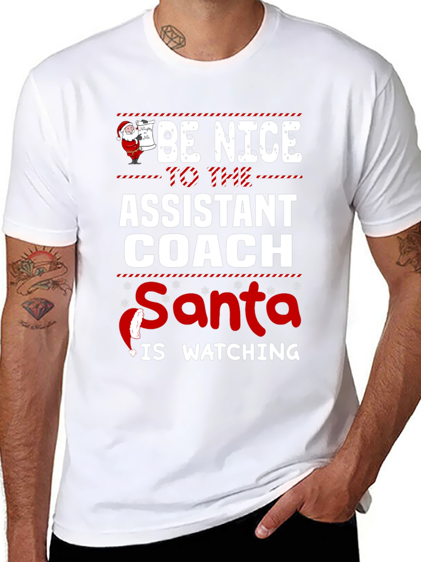 Assistant Coach Santa Watching Christmas T-Shirt
