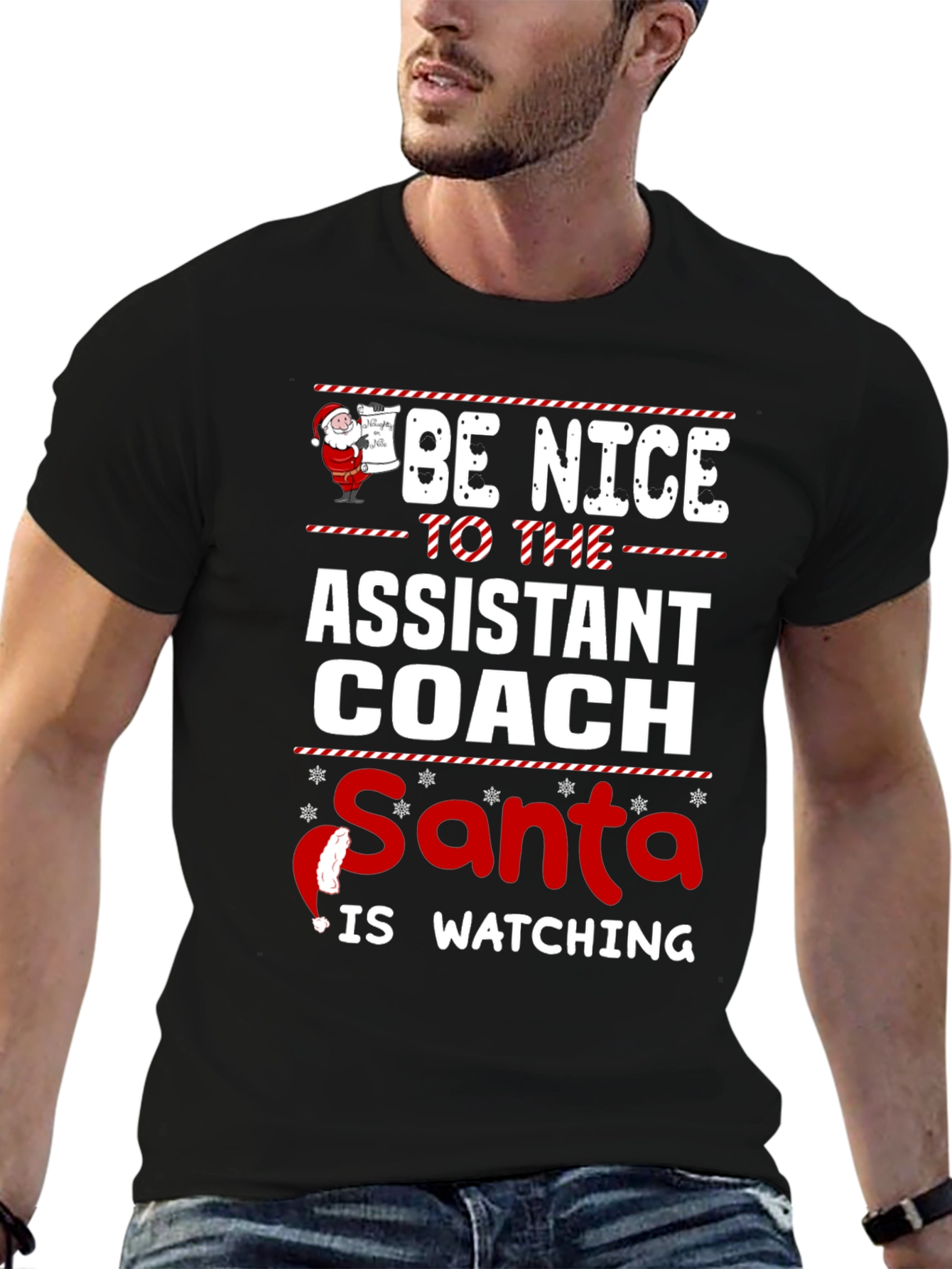 Assistant Coach Santa Watching Christmas T-Shirt