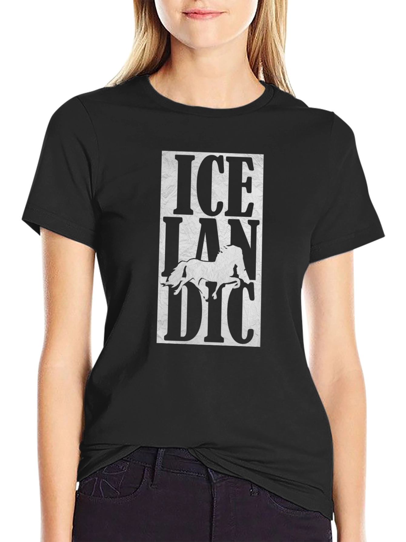 Icelandic Horse Graphic Tee - Black
