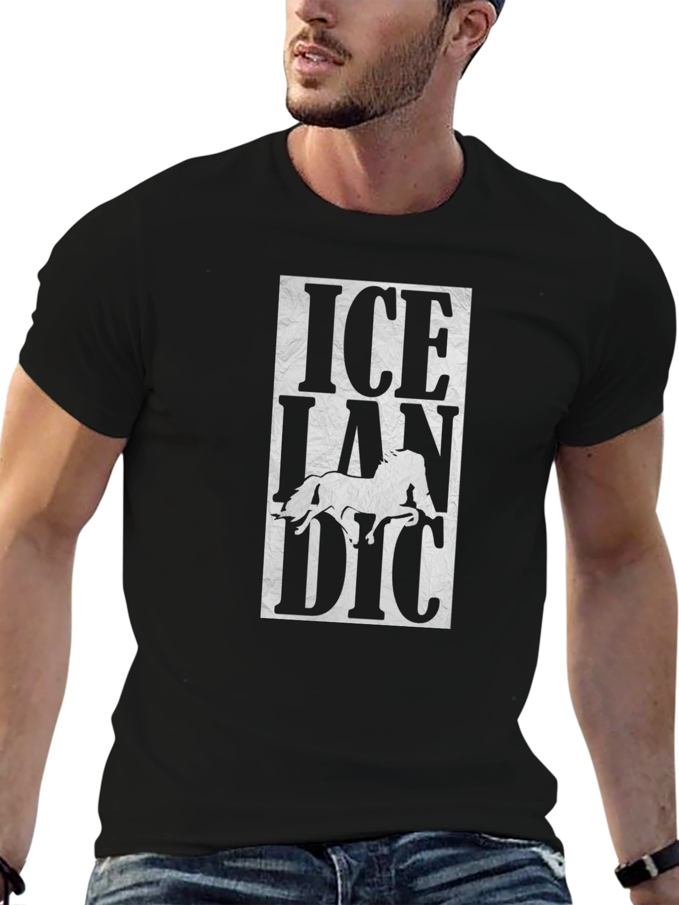 Icelandic Horse Graphic Tee - Black