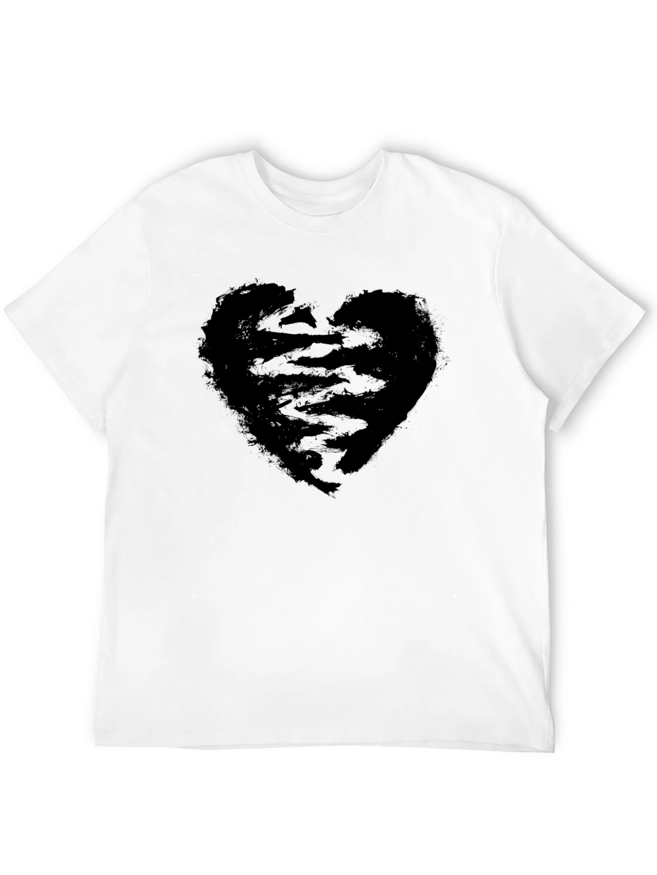 Heart Graphic Tee - Black Casual Cotton Shirt