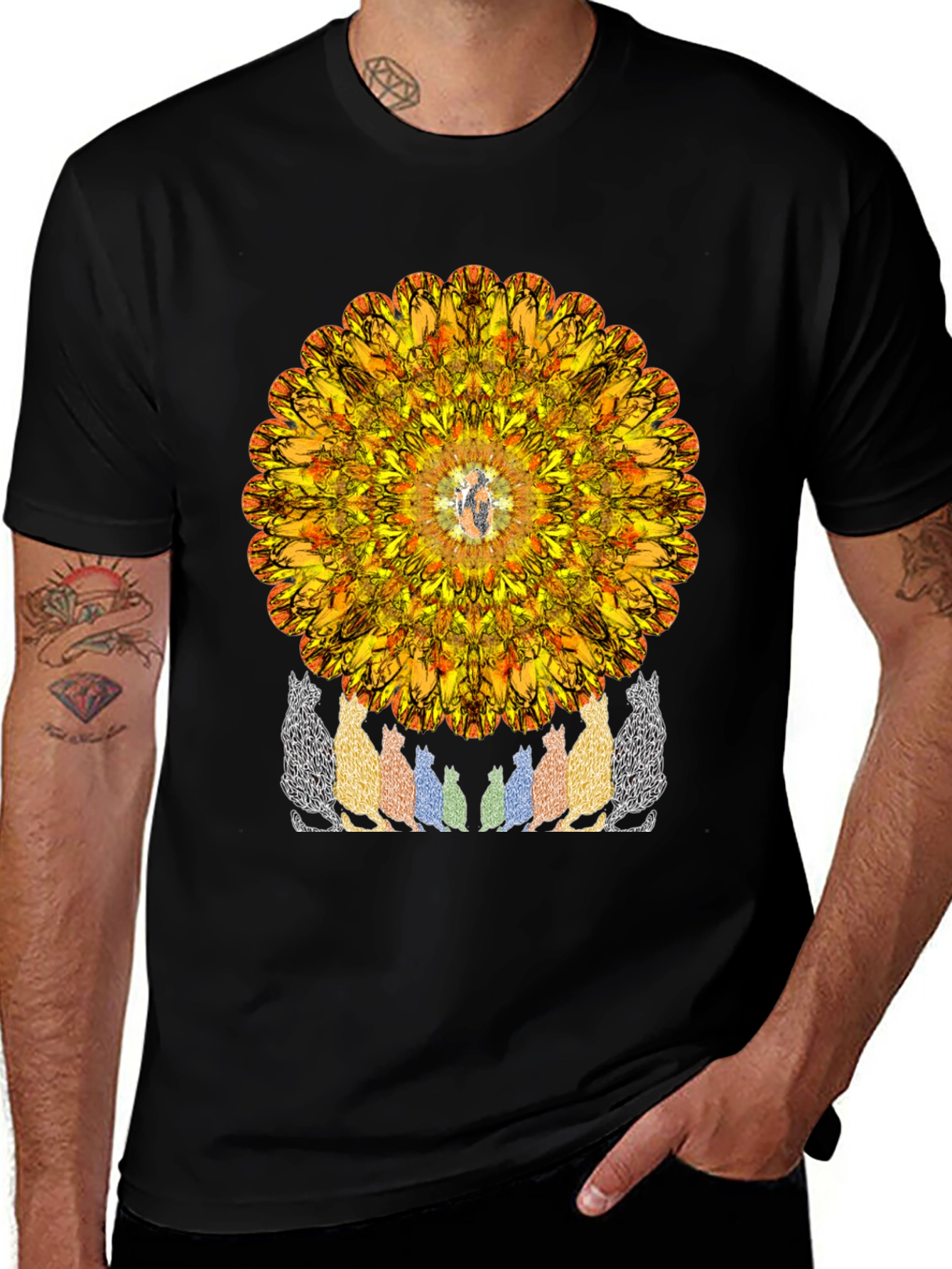 Mandala Cat Lover T-Shirt - Artistic Graphic Tee