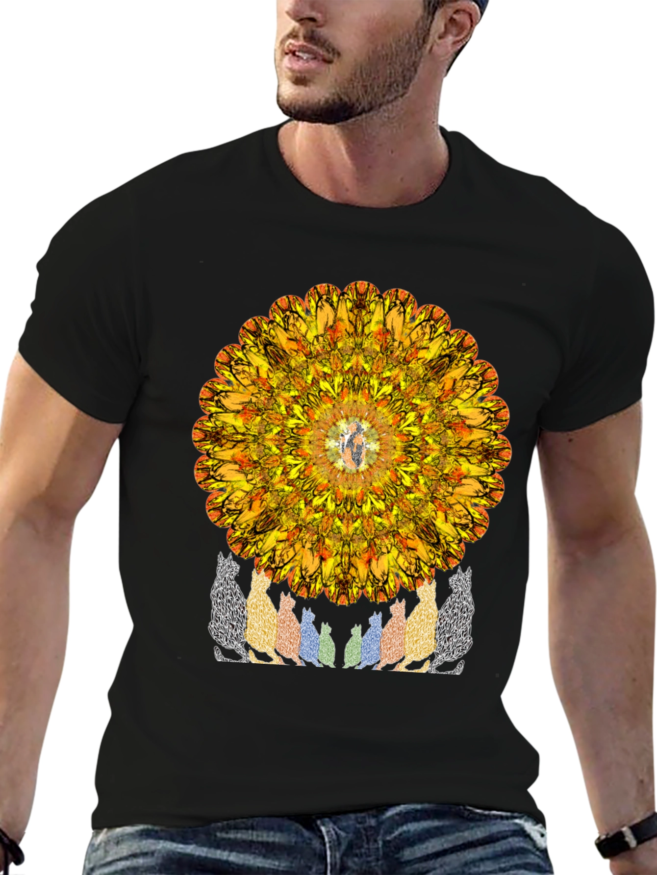 Mandala Cat Lover T-Shirt - Artistic Graphic Tee