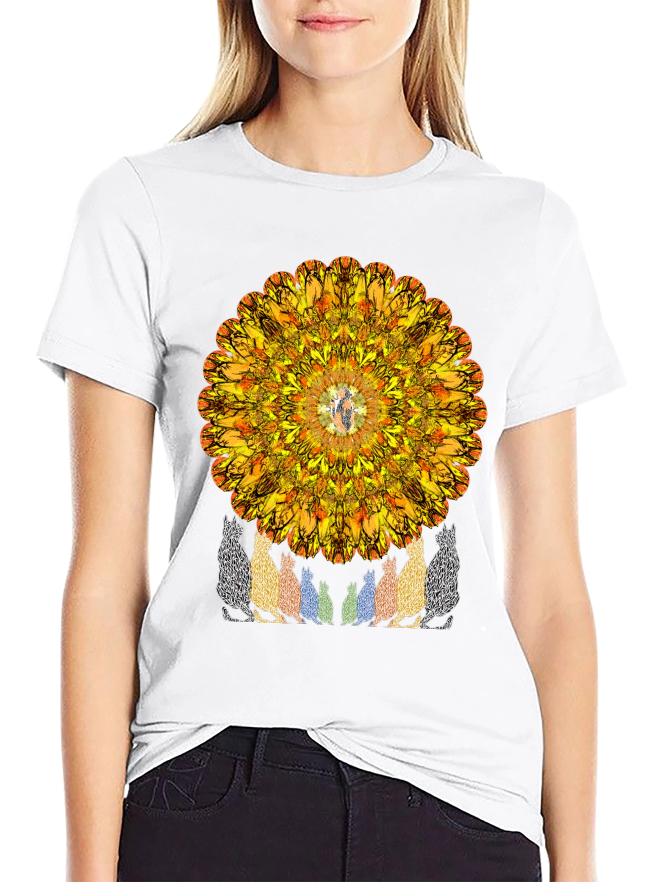 Mandala Cat Lover T-Shirt - Artistic Graphic Tee
